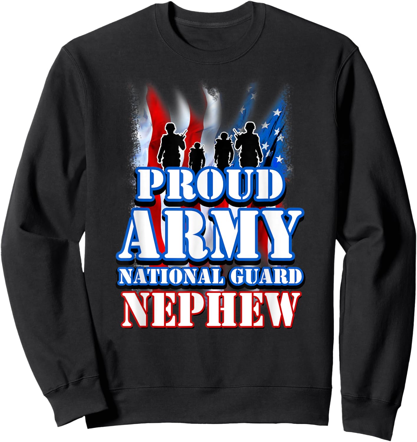 USA Flag Proud Army National Guard Nephew Kids Men Sweatshirt - Sweatshirt | Black
