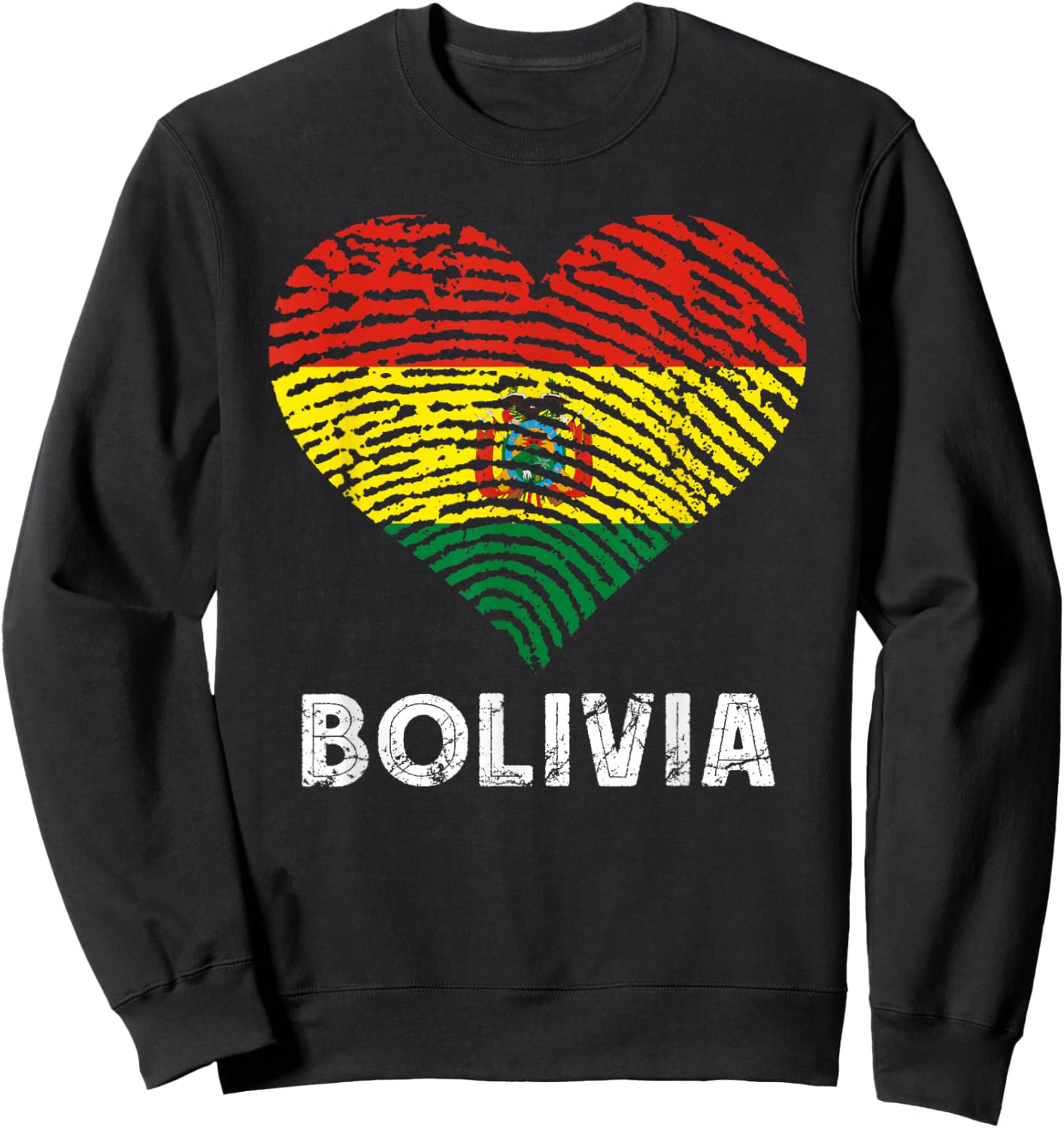 Bolivian Flag Heart Bolivian Pride Bolivian Roots Bolivia Sweatshirt - Sweatshirt | Black