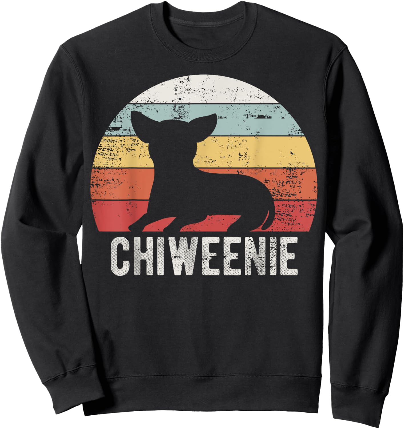 Cute Retro Chiweenie Silhouette Gift Chiweenies Sweatshirt - Sweatshirt | Black