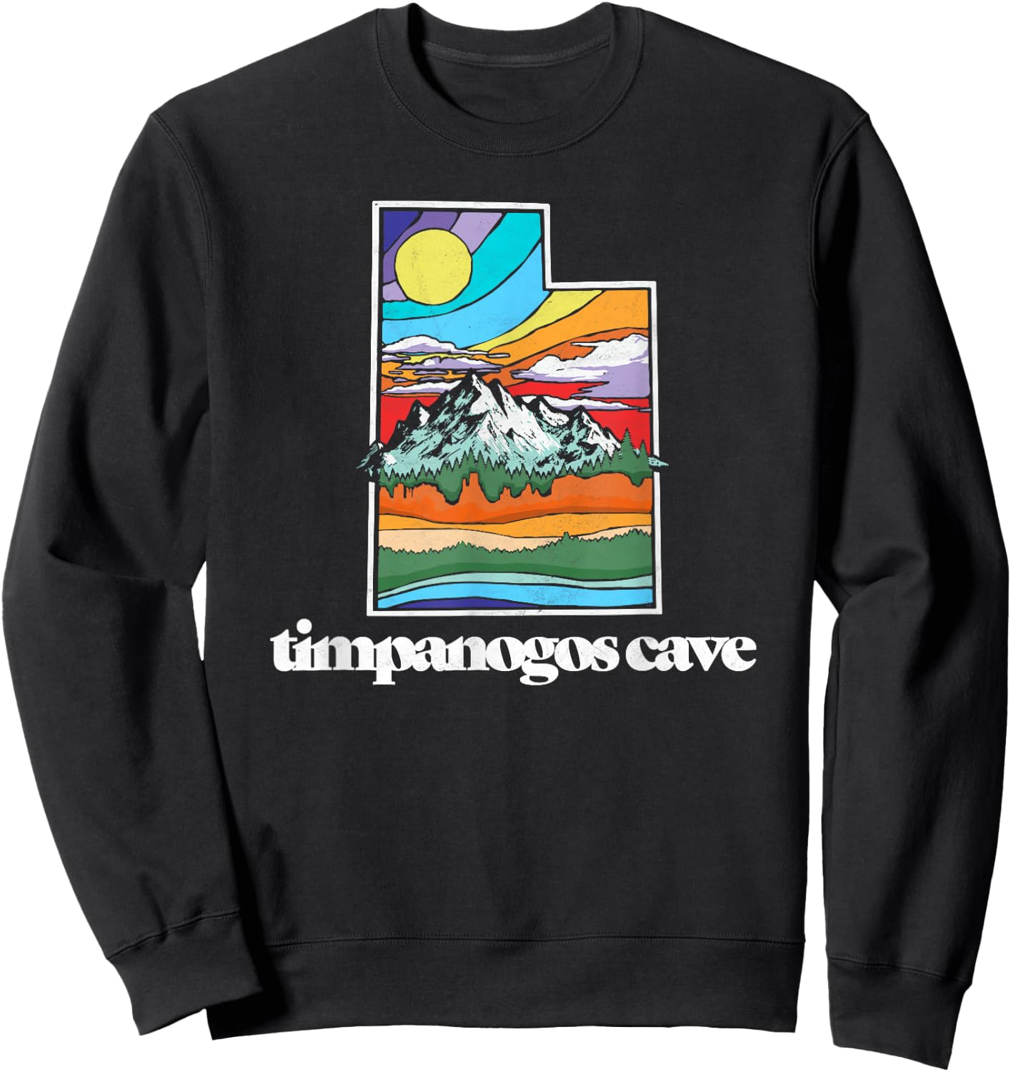 Timpanogos Cave Utah Vintage Nature Outdoor Graphic Sweatshirt - Sweatshirt | Black