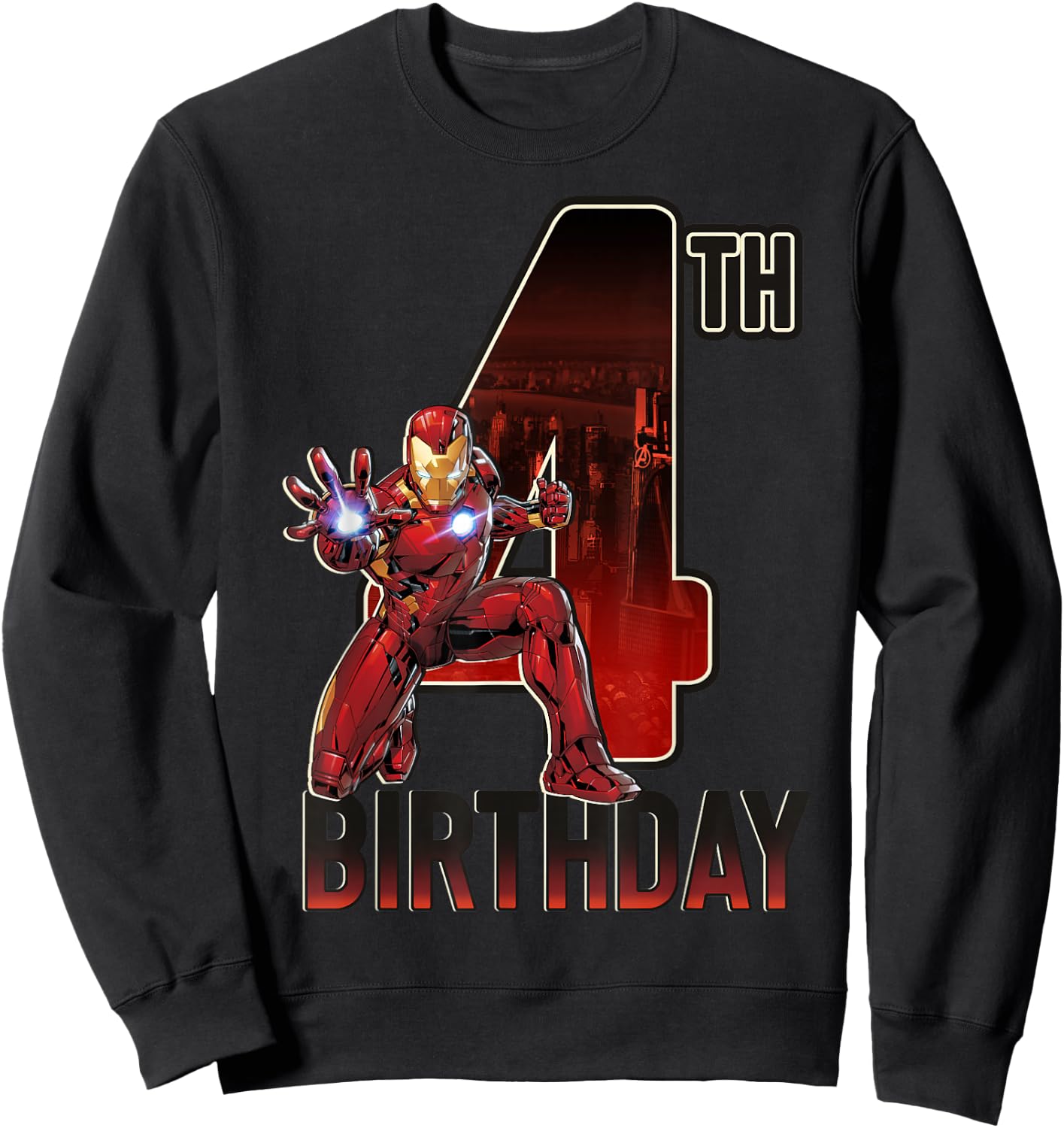 Marvel Iron Man 4th Birthday Action Pose Graphic Sweatshirt - Sweatshirt | Black