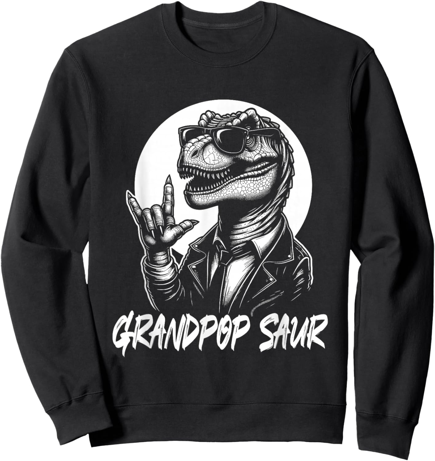 Grandpop Saur Rockstar T-Rex in Sunglasses Vintage Sweatshirt - Sweatshirt | Black