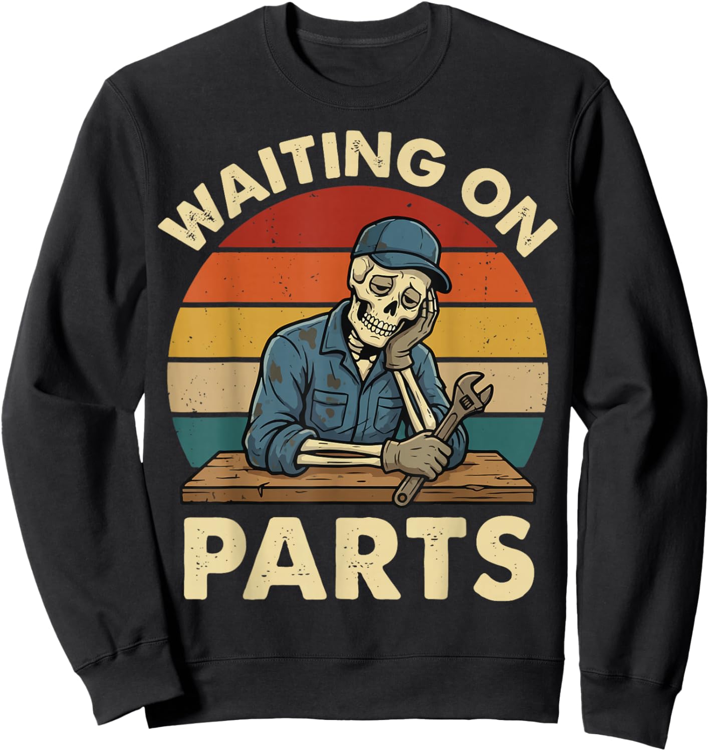 Waiting On Parts Skeleton Sweatshirt - Sweatshirt | Black