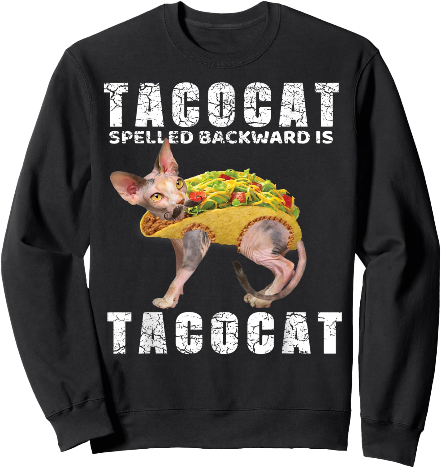 Mexican Food Shirt Tacocat Spelled Backward Is Tacocat Men Women Kids Sweatshirt - Sweatshirt | Black