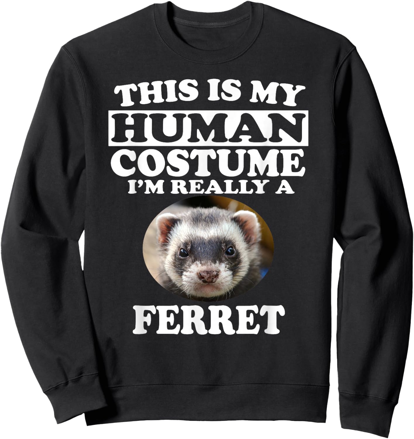 This is My Human Costume I'm Really A Ferret Pets Sweatshirt - Sweatshirt | Black