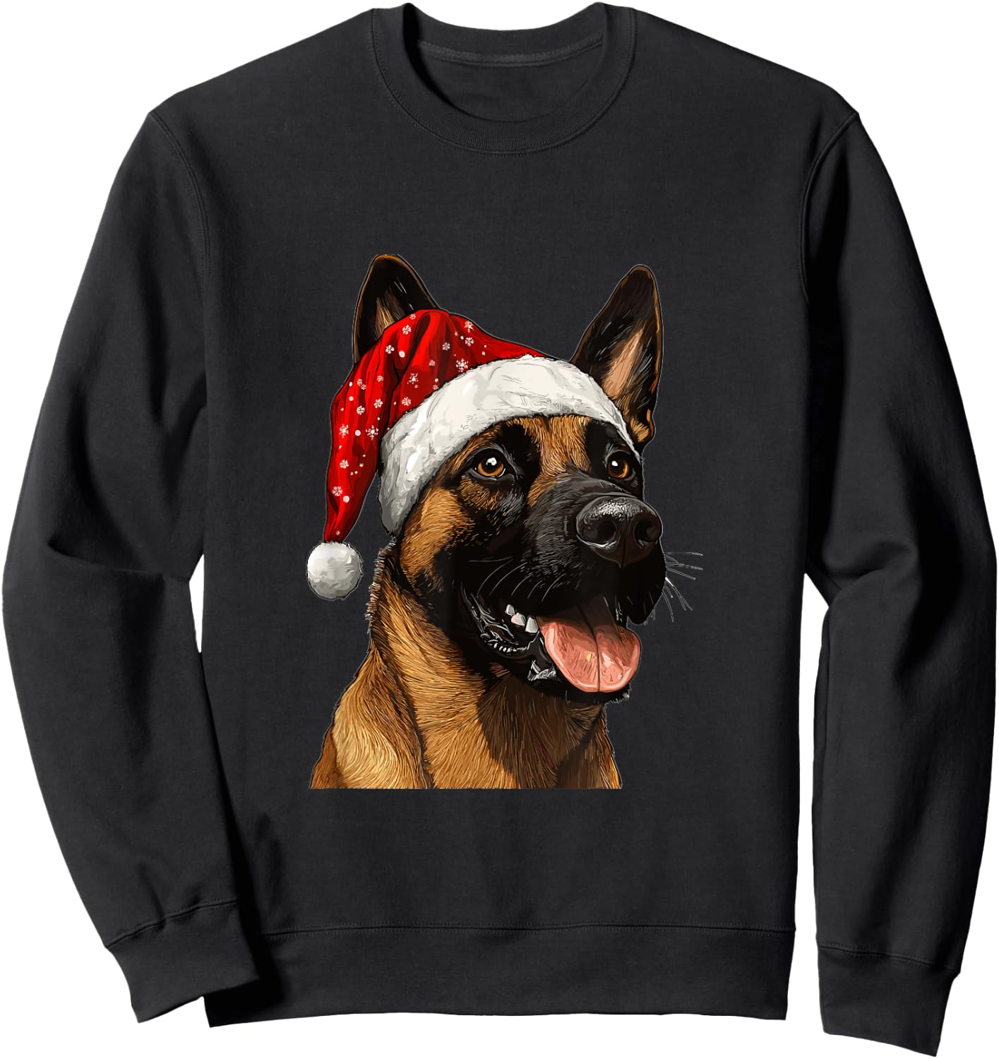 Cute Belgian Malinois Dog Christmas Merry X-mas Graphic Sweatshirt - Sweatshirt | Black