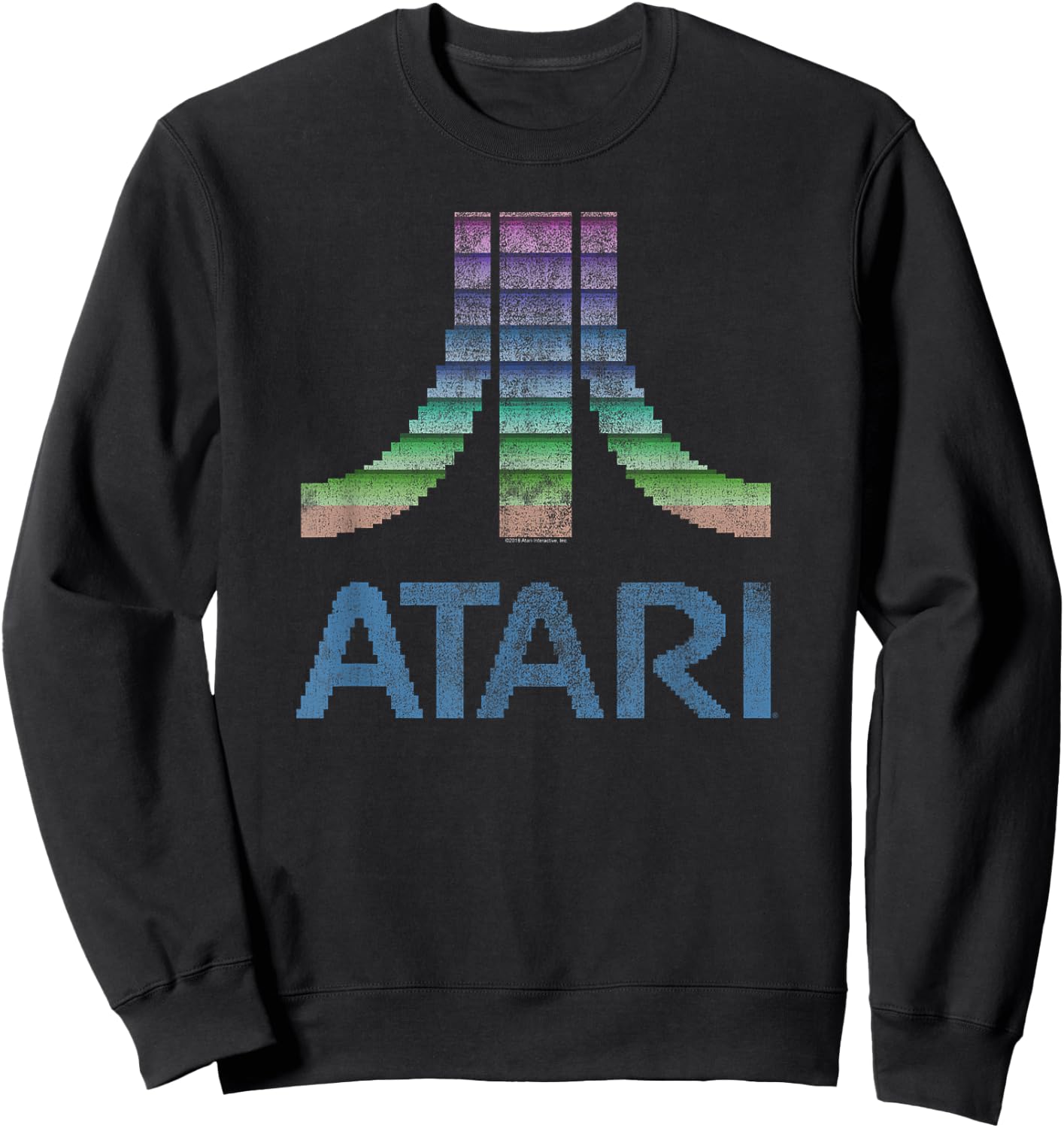 ATARI 8-Bit Rainbow Retro Video Game Logo Sweatshirt - Sweatshirt | Black