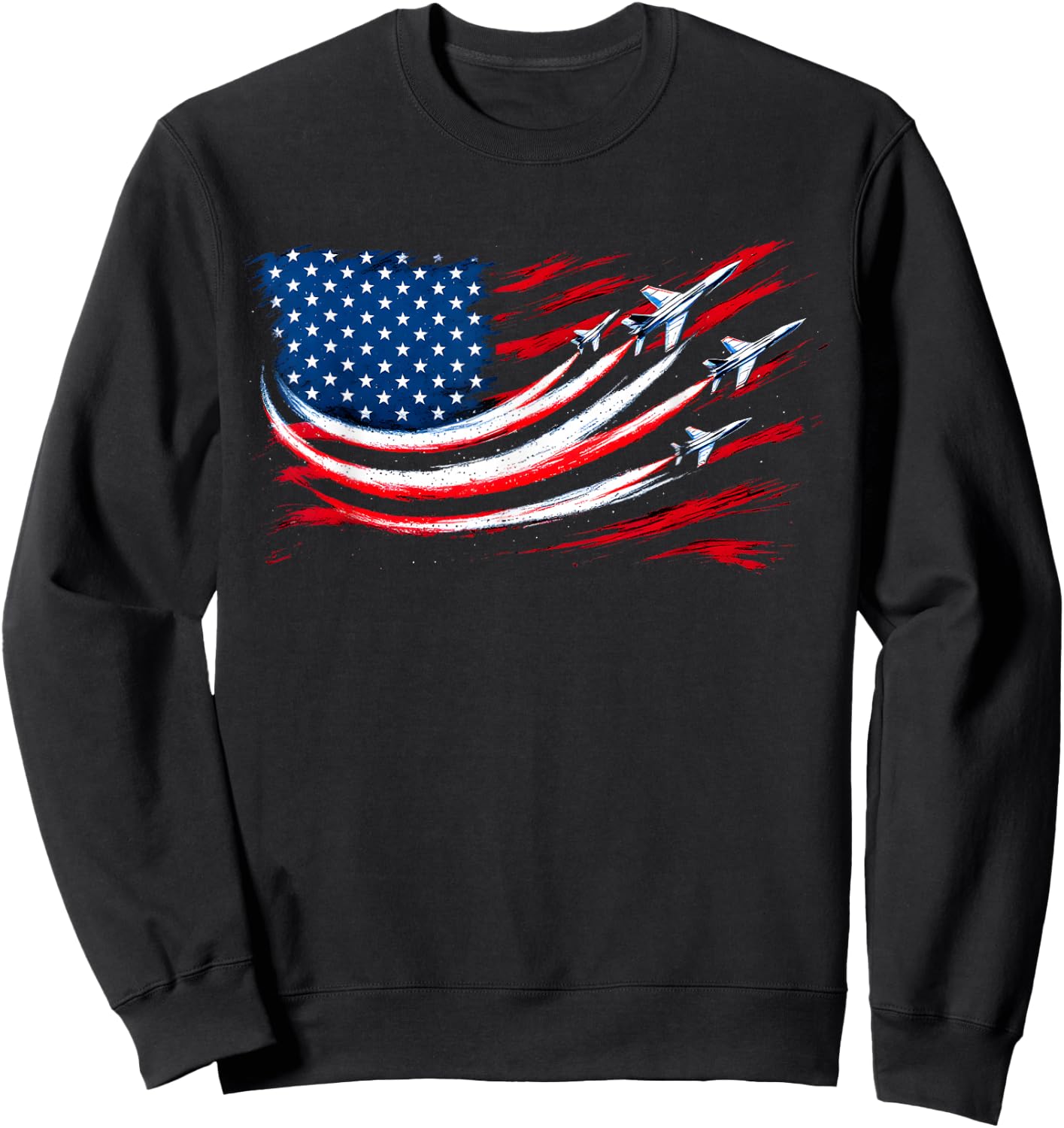 American Flag Aviation Pilot Fighter Jets 4th of July Sweatshirt - Sweatshirt | Black