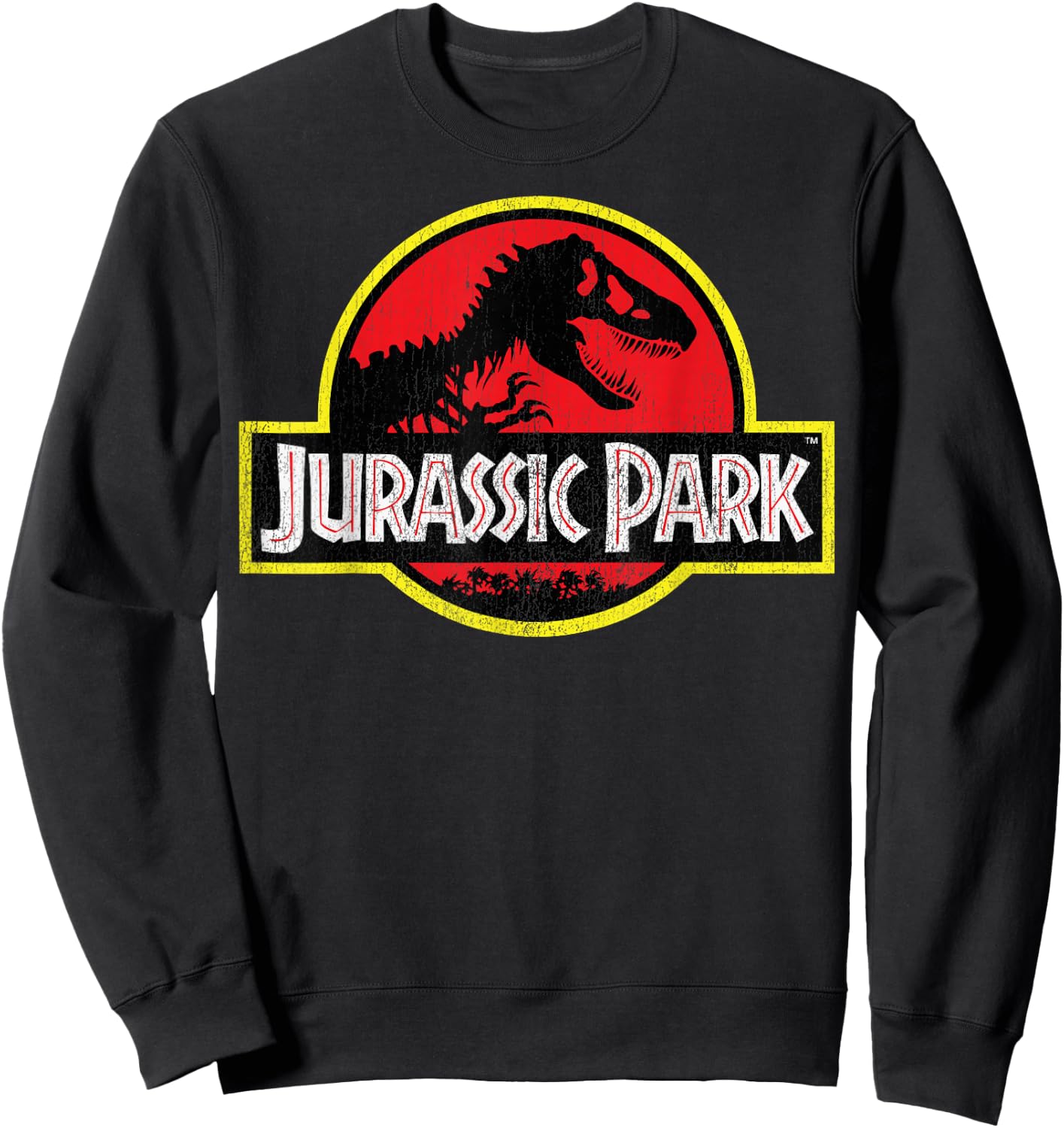 Jurassic Park Vintage Distressed Logo - Classic Fit, , Short Sleeve, Black Sweatshirt - Sweatshirt | Black
