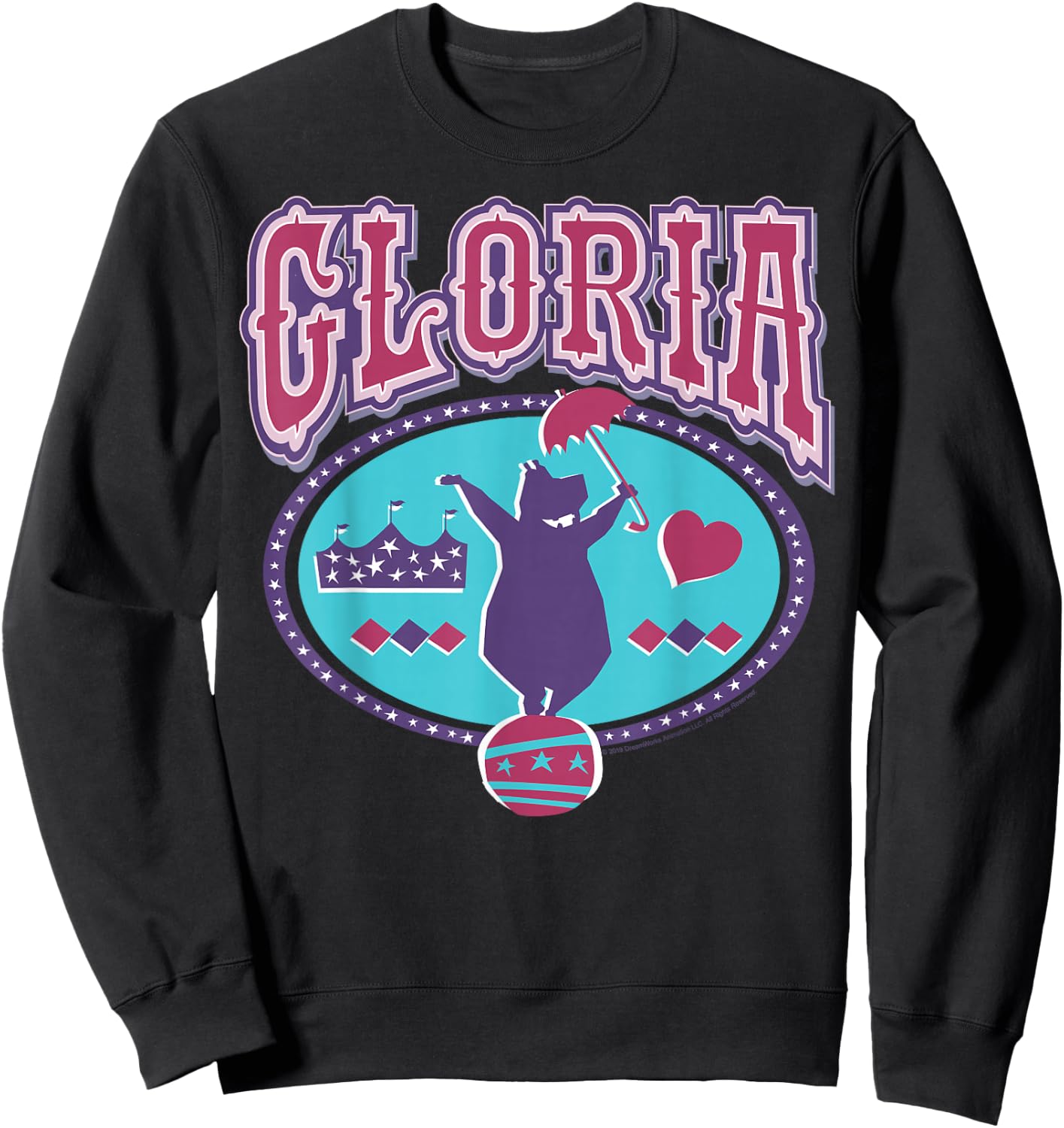 Madagascar Gloria Circus Hippo Silhouette Poster Sweatshirt - Sweatshirt | Black