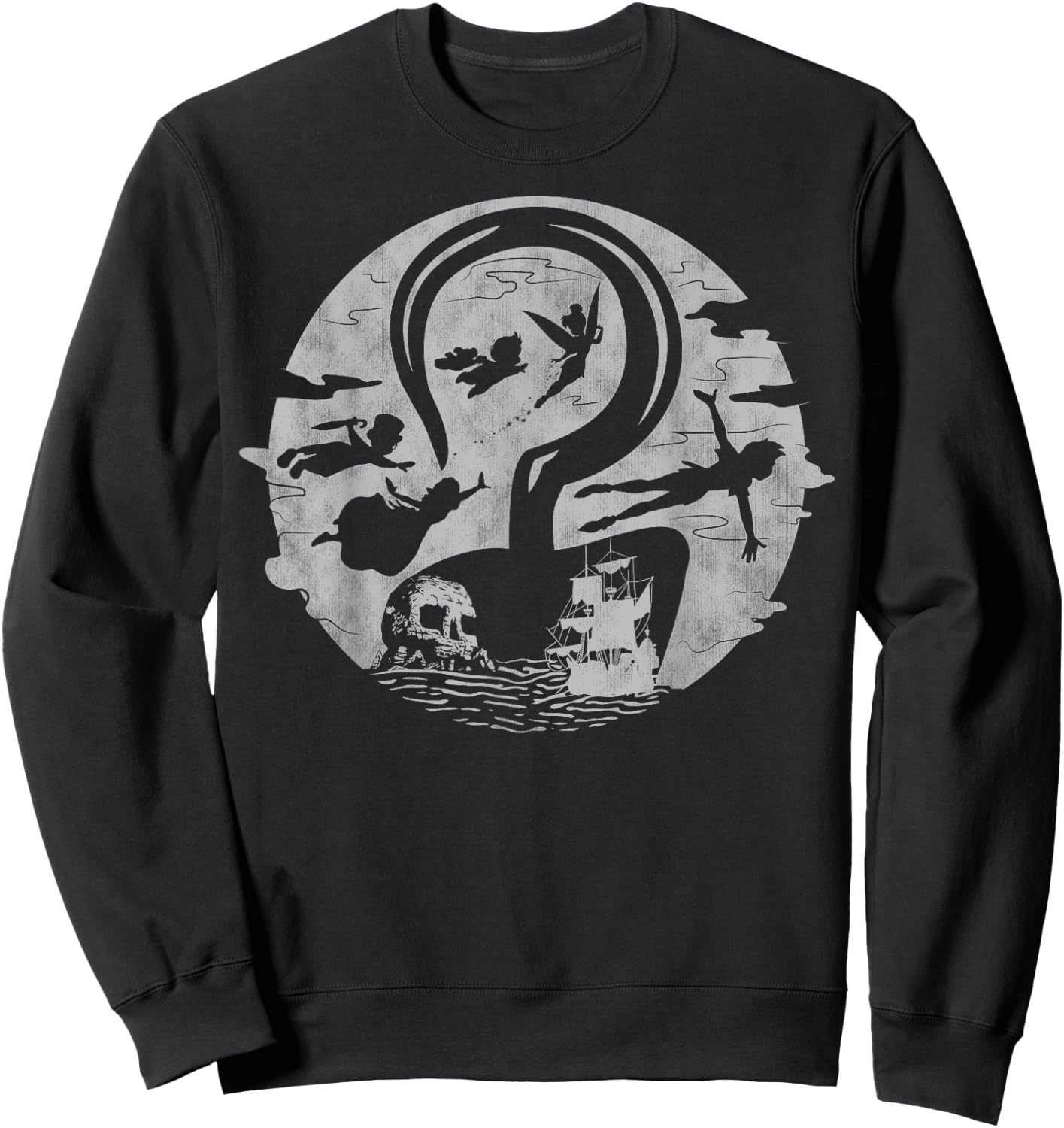 Disney Peter Pan Tink Wendy Kids Flying Silhouettes Sweatshirt - Sweatshirt | Black