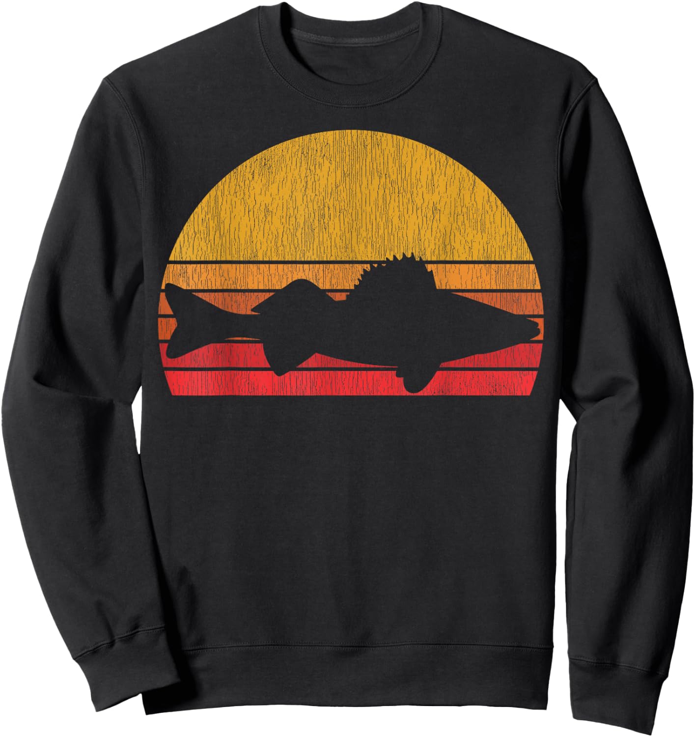 Walleye Fishing Retro Walleye Sauger Fisherman Sweatshirt - Sweatshirt | Black