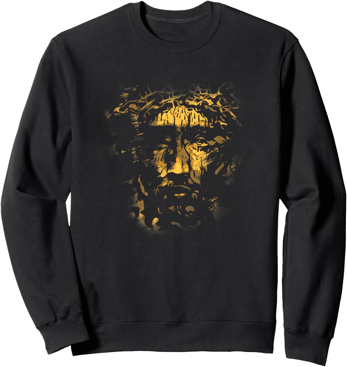 Jesus Face Shirt Crown of Thorns Christian Gift Sweatshirt - Sweatshirt | Black