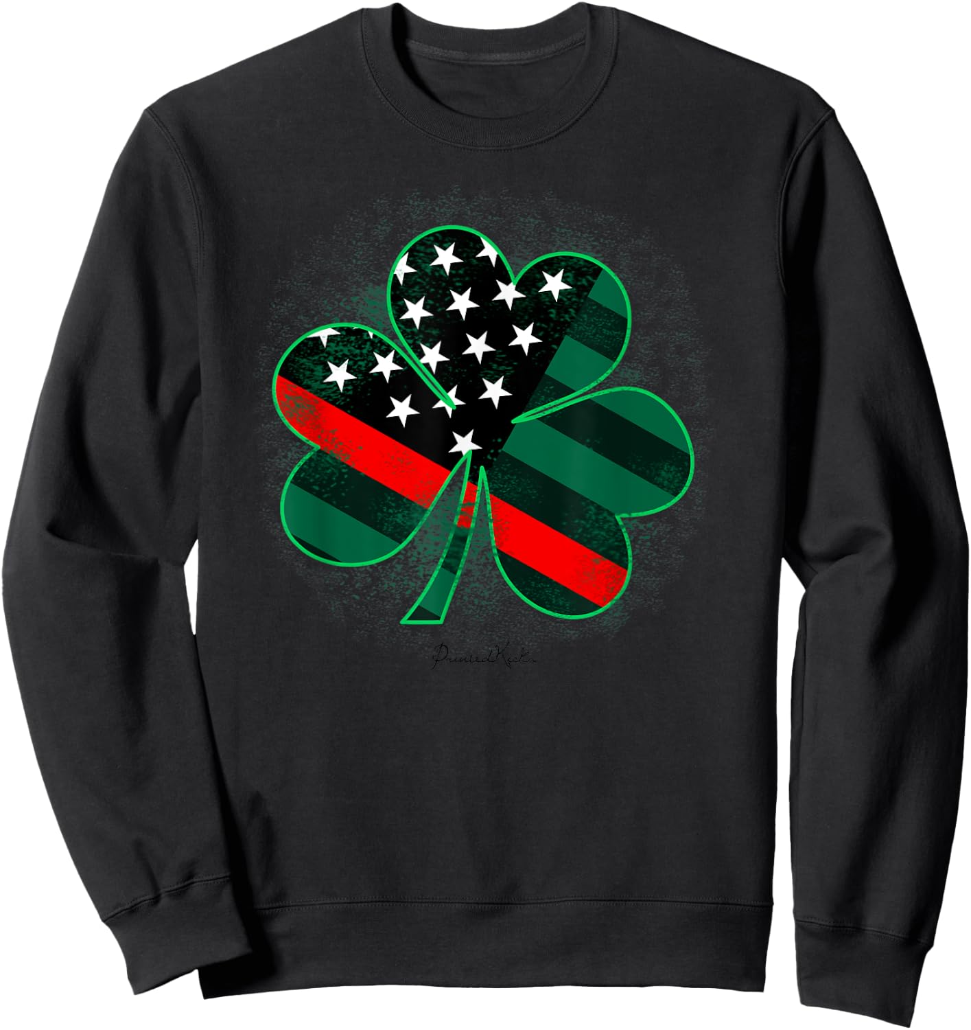 Thin Red Line St Patricks Day Shirt Firefighter Shamrock Sweatshirt - Sweatshirt | Black