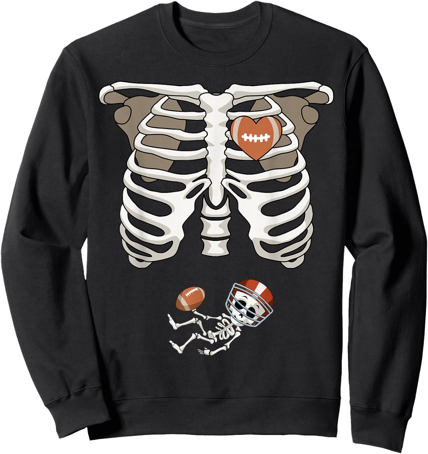 Pregnancy Skeleton Rib Funny Football Bump Gift Sweatshirt - Sweatshirt | Black