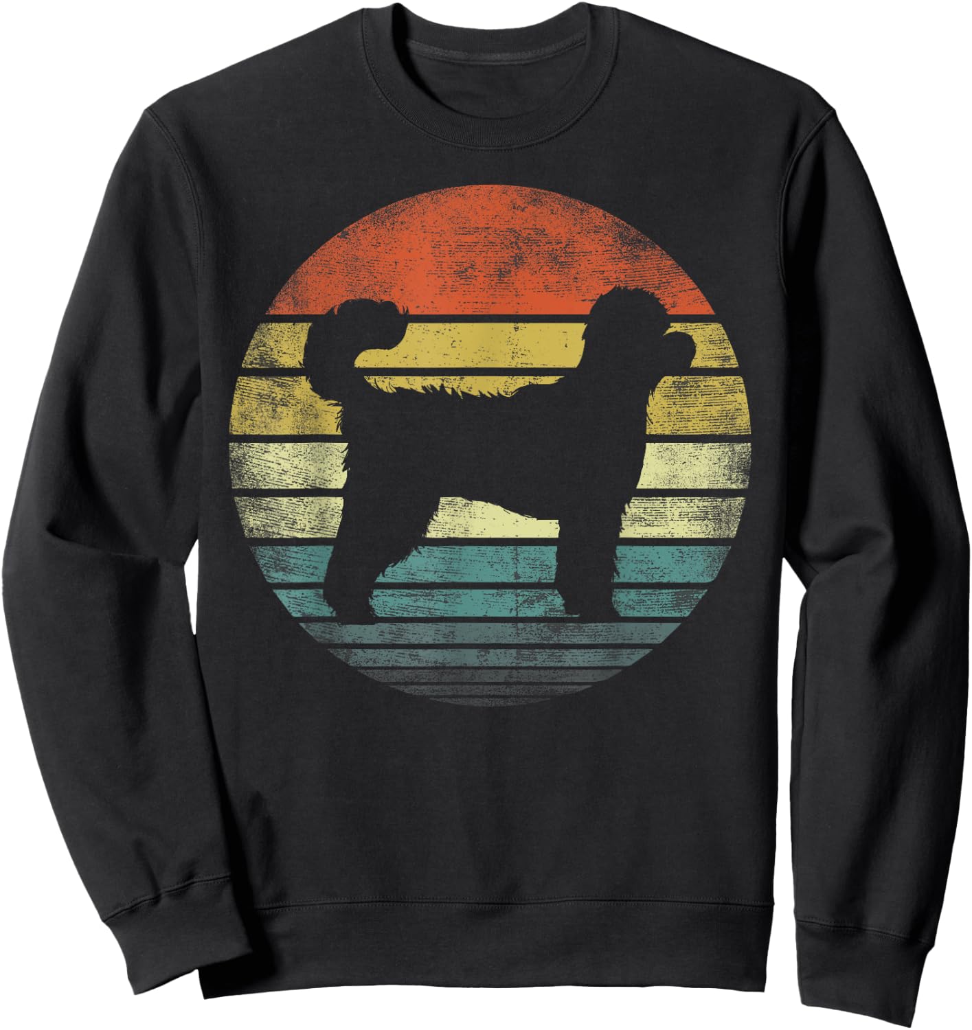 Goldendoodle Lover Owner Gifts Retro Sunset Dog Silhouette Women Kids Sweatshirt - Sweatshirt | Black