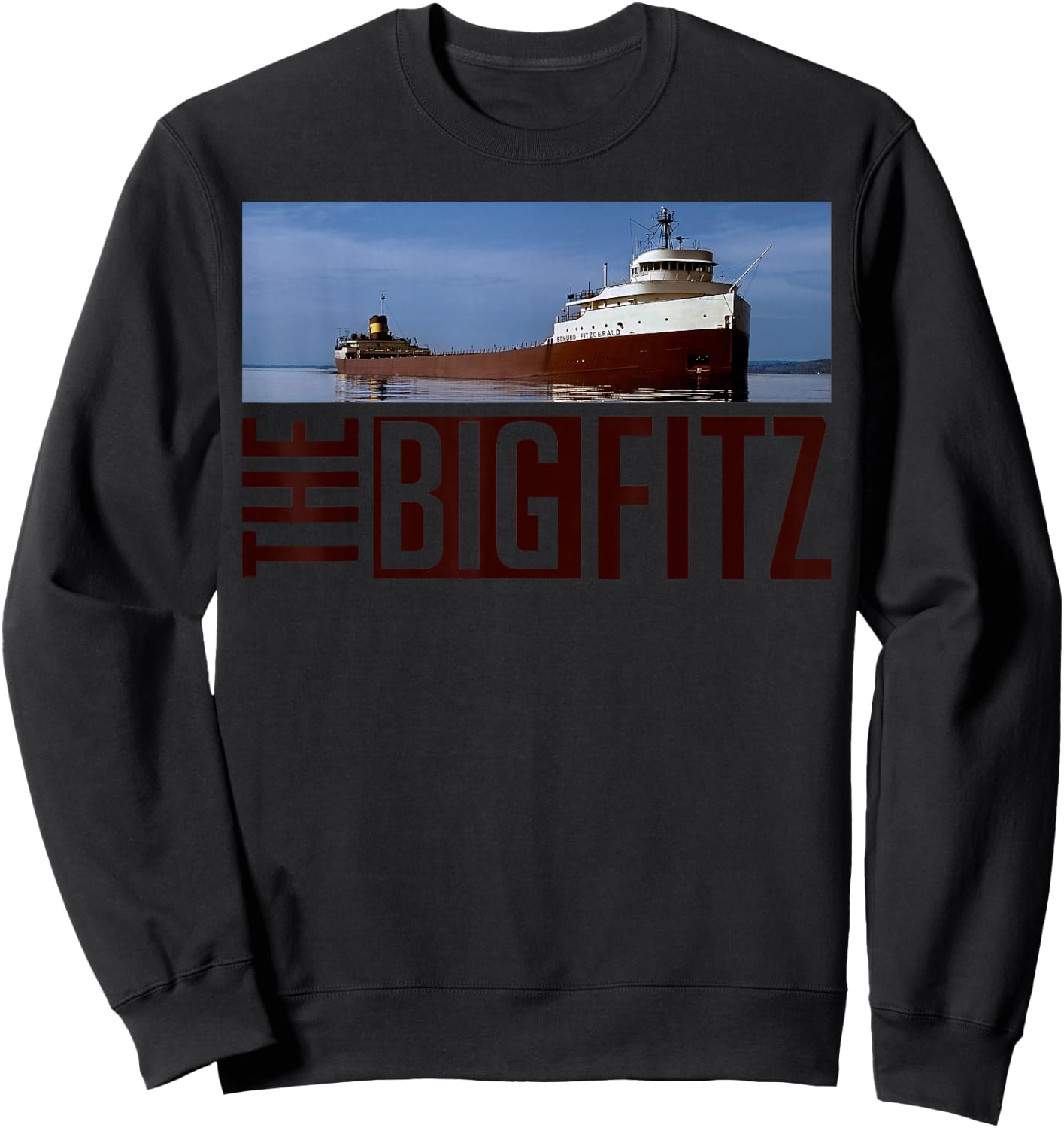 Great-Lakes Maritime Edmund Fitzgerald Co. Edmund Fitzgerald , -Adults, Blue, Small, Short Sleeve Sweatshirt - Sweatshirt | Black