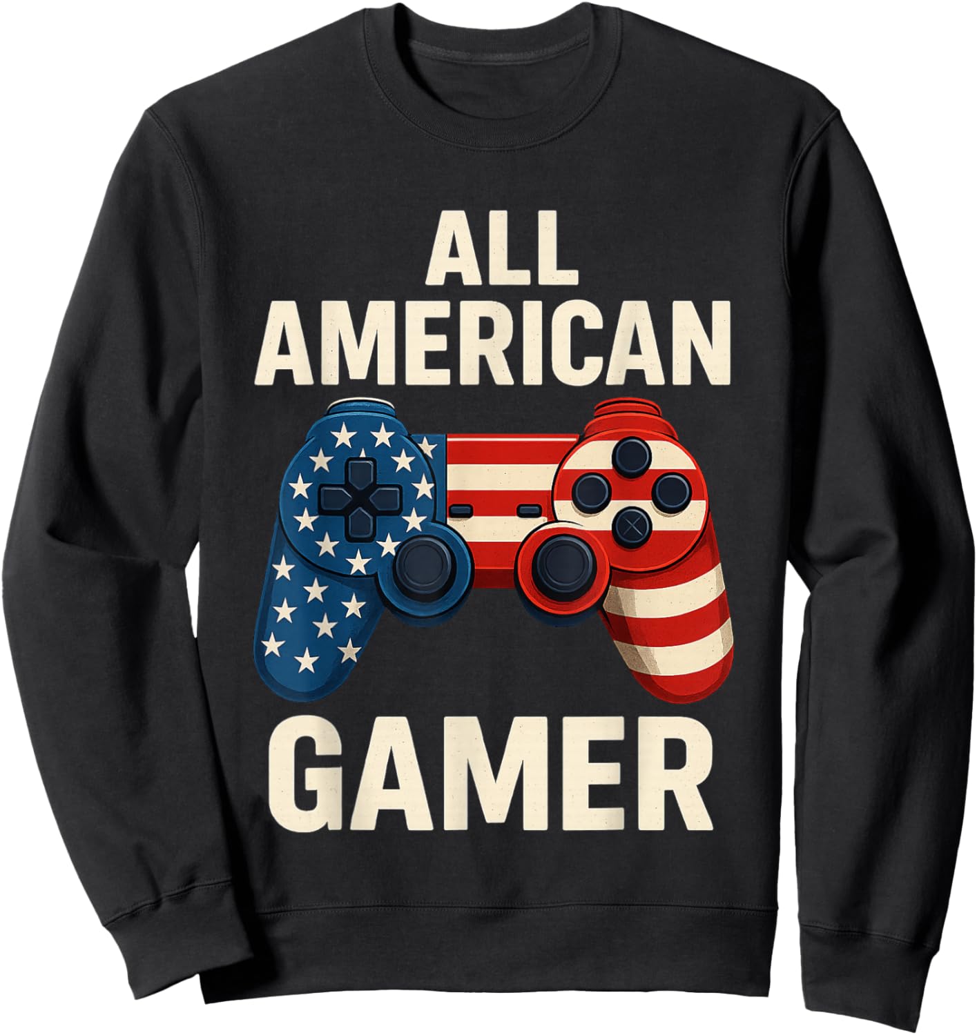 All American Gamer 4th of July Video Games Boys Teens Kids Sweatshirt - Sweatshirt | Black