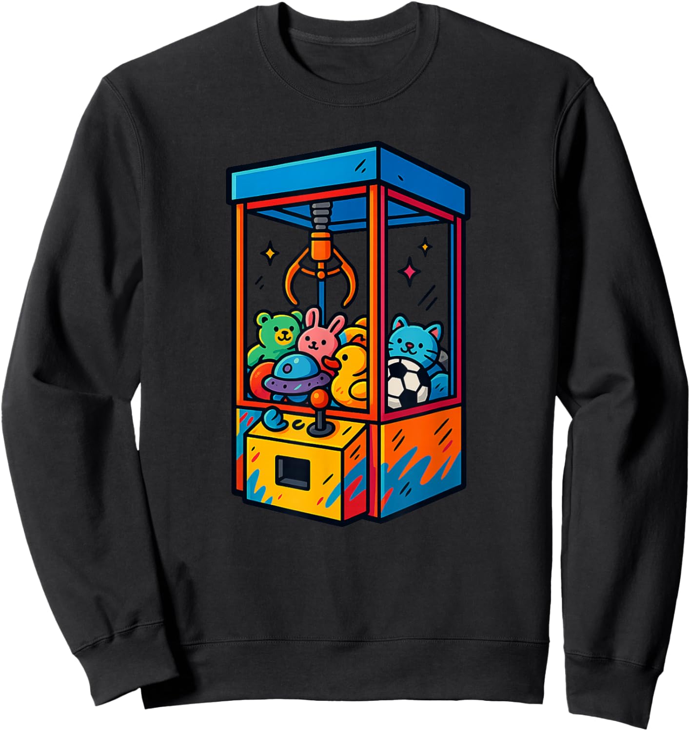 Cute Claw Machine Plush Arcade Game Sweatshirt - Sweatshirt | Black