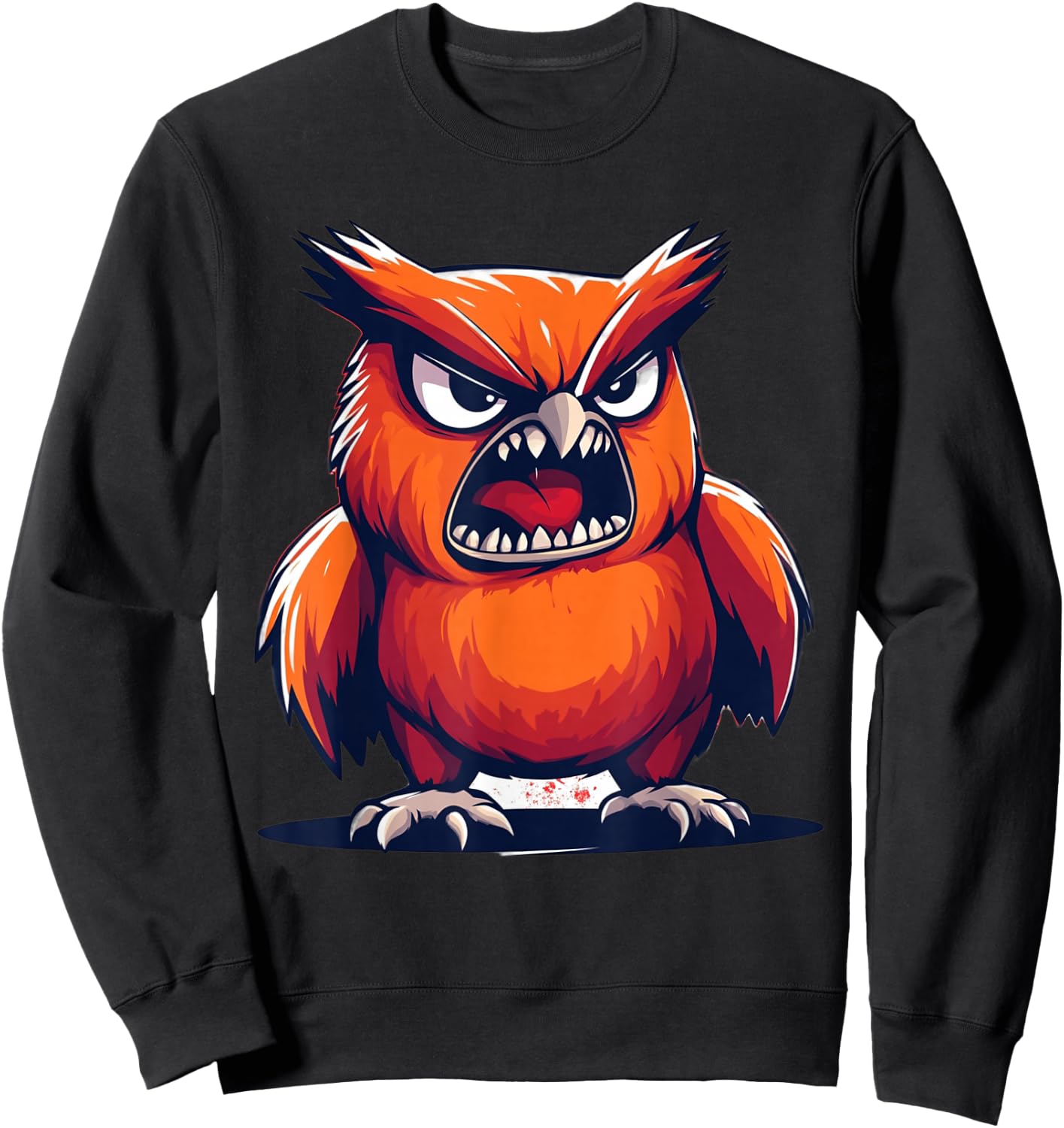 Angry Owl Graphic Funny Owl Kawaii Sweatshirt - Sweatshirt | Black