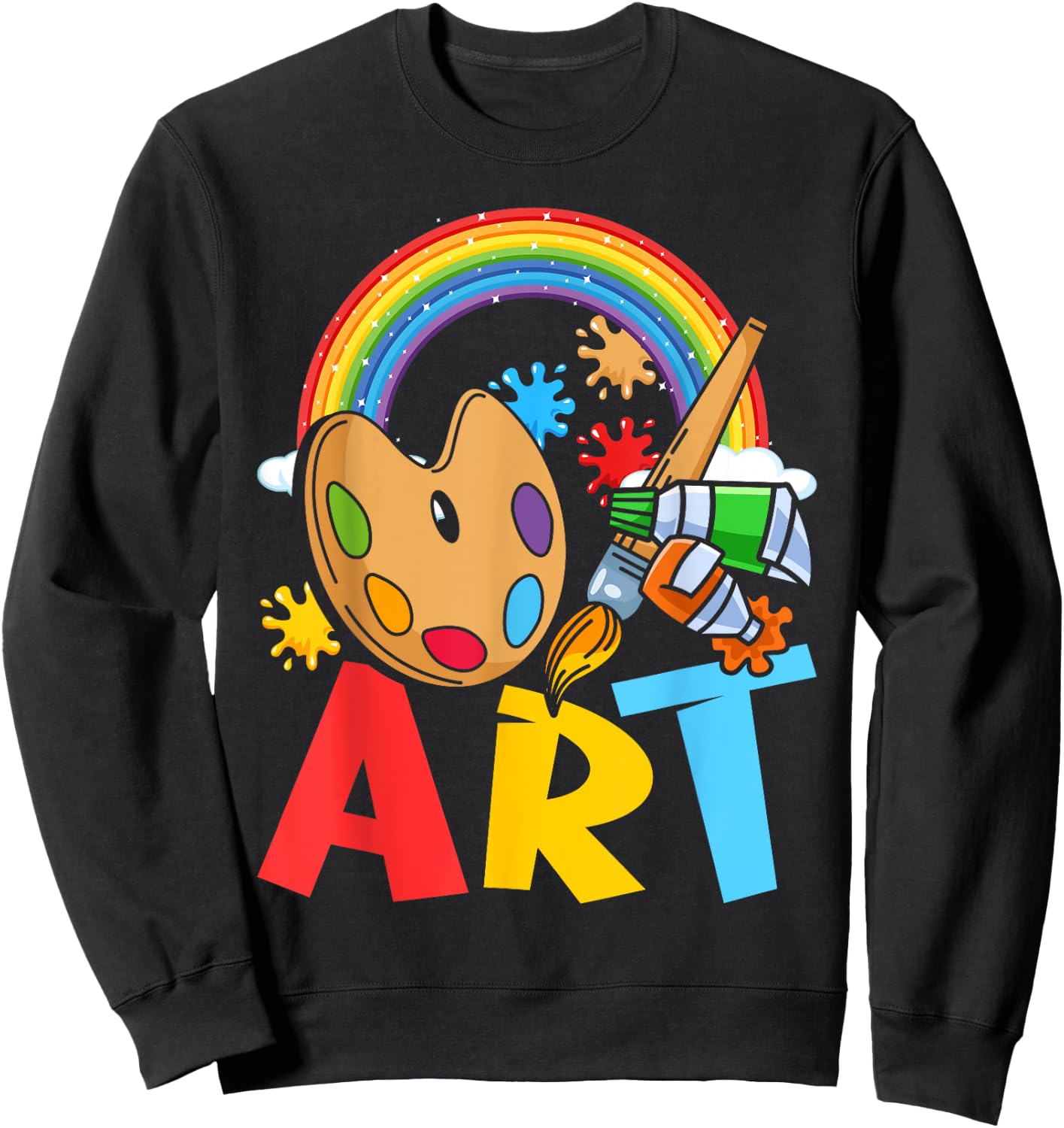 I Love Art Artist Painter Colorful Painting Kids Girls Sweatshirt - Sweatshirt | Black