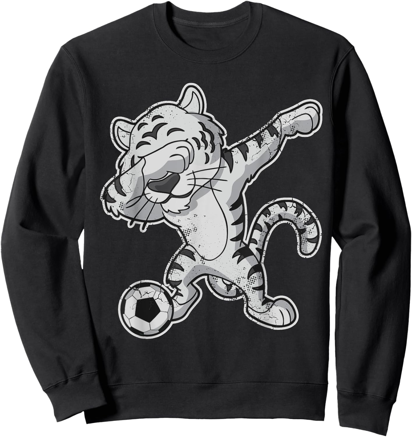 Dabbing White Tiger Soccer Team Player Sweatshirt - Sweatshirt | Black