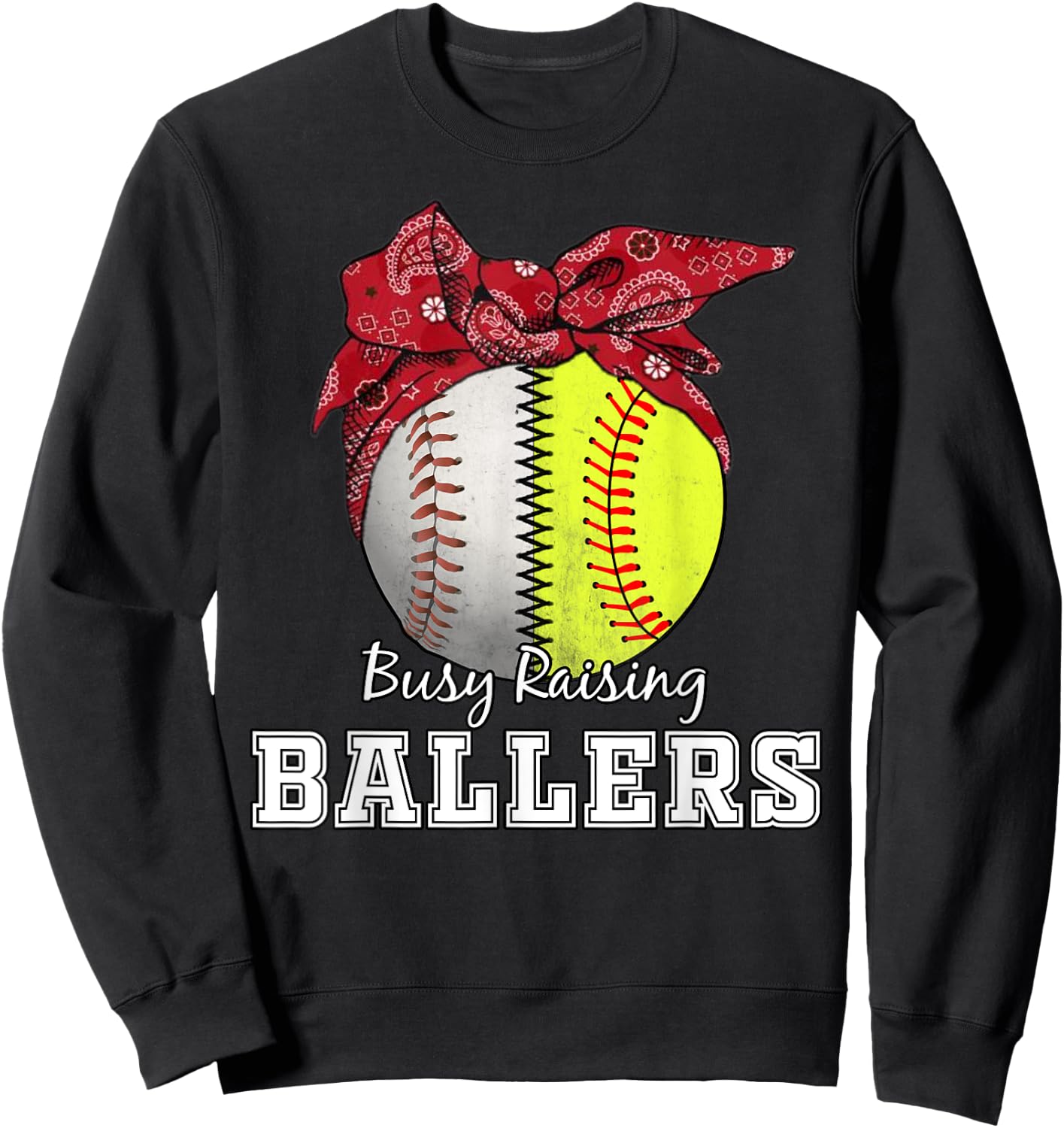 Busy Raising Ballers Softball Baseball baseball mom Gift Sweatshirt - Sweatshirt | Black