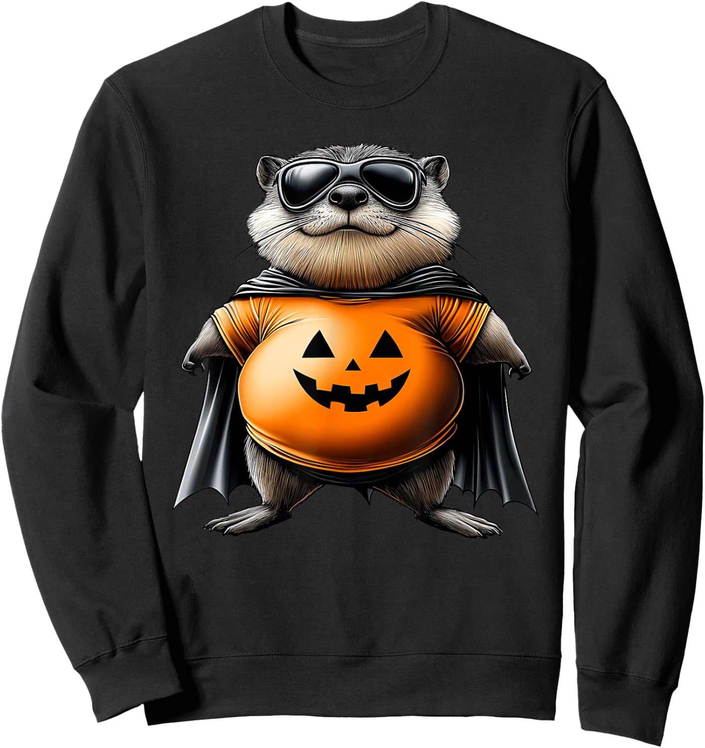 Otter Pumpkin Halloween Hero Funny Animal Lover Costume Sweatshirt - Sweatshirt | Black
