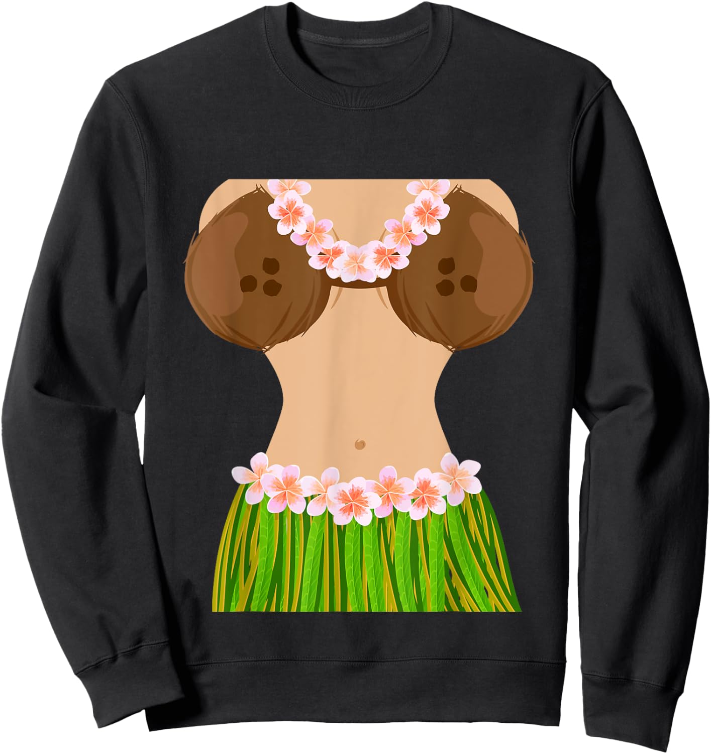 Hawaiian Coconut Shell Bra Funny Halloween Party Sweatshirt - Sweatshirt | Black