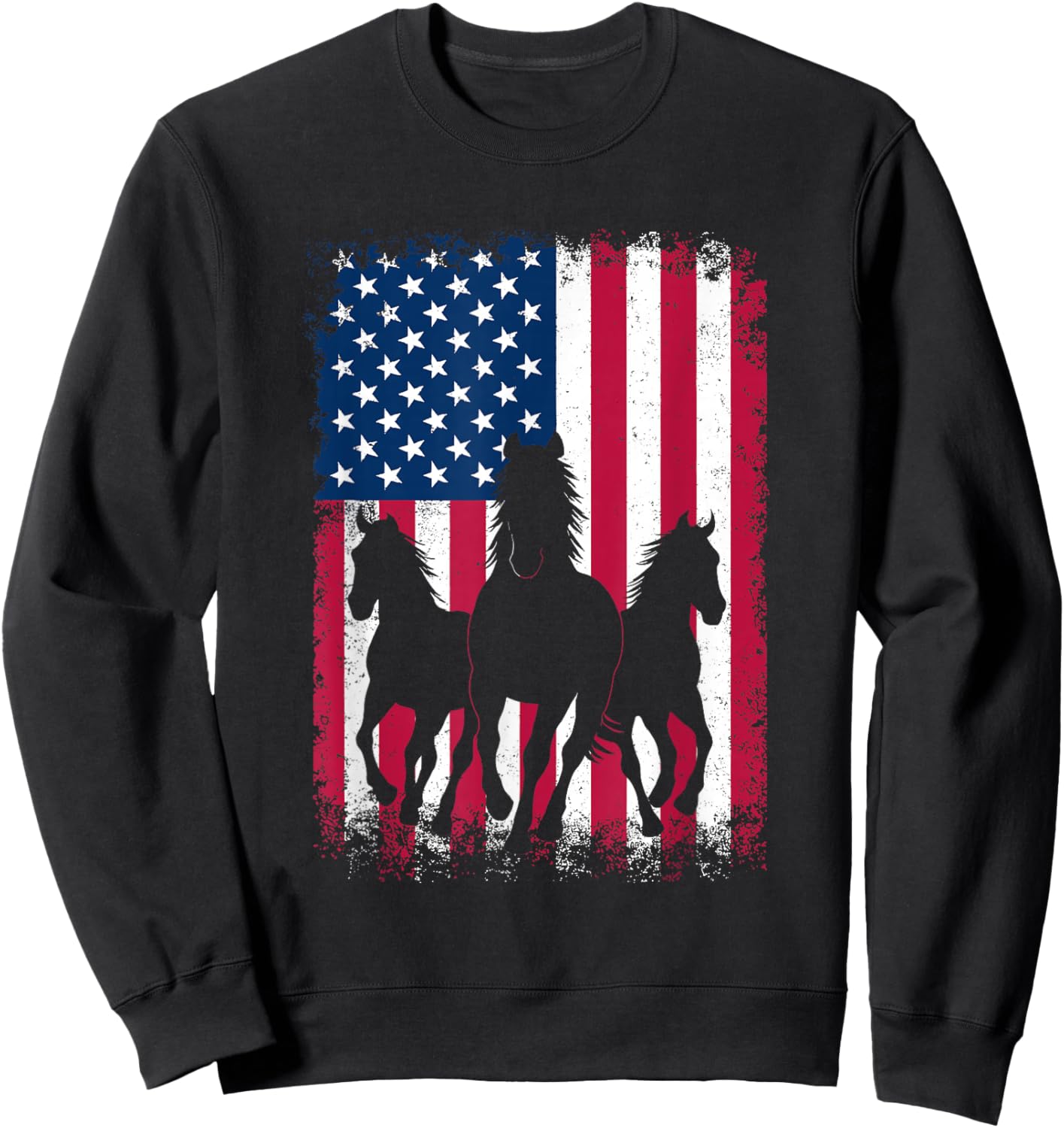 Horse American Flag 250 Years Anniversary USA Fourth of July Sweatshirt - Sweatshirt | Black