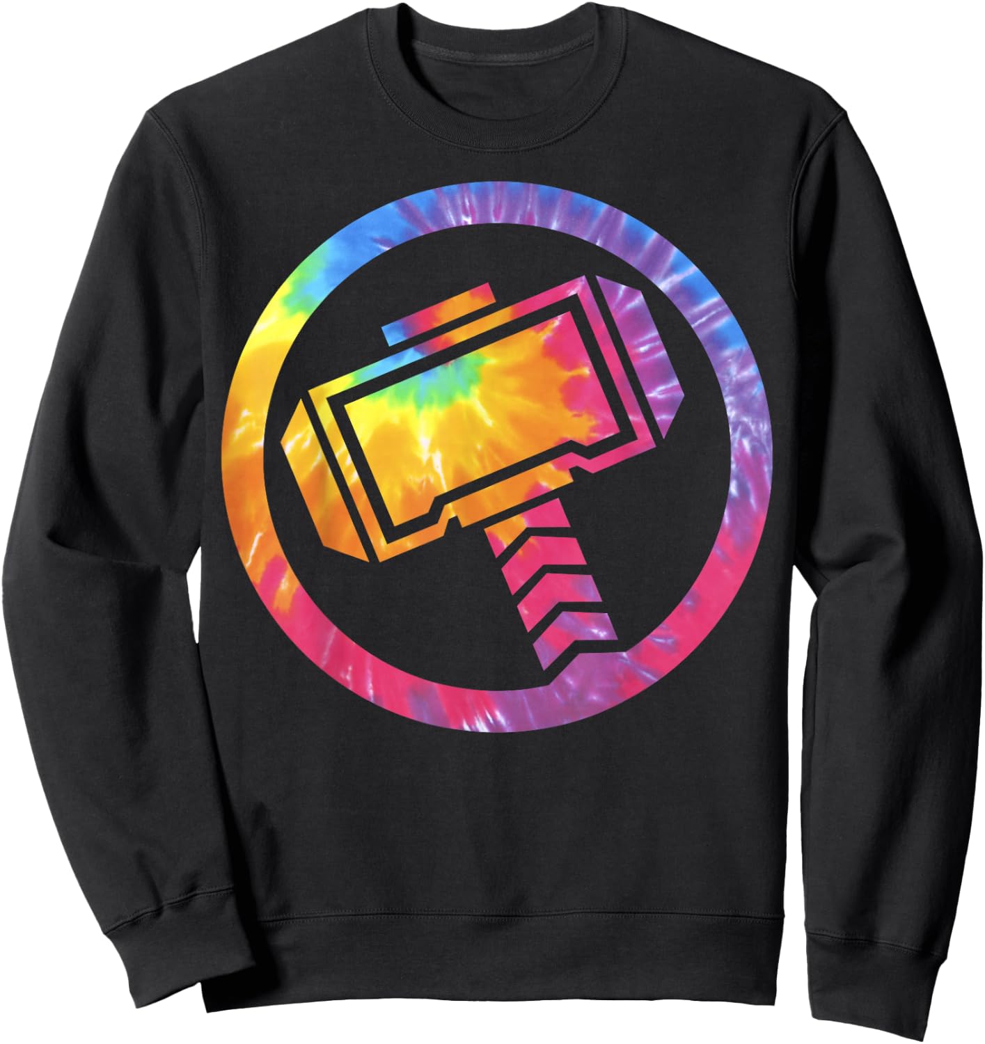 Marvel Thor Tie Dye Hammer Symbol Sweatshirt - Sweatshirt | Black