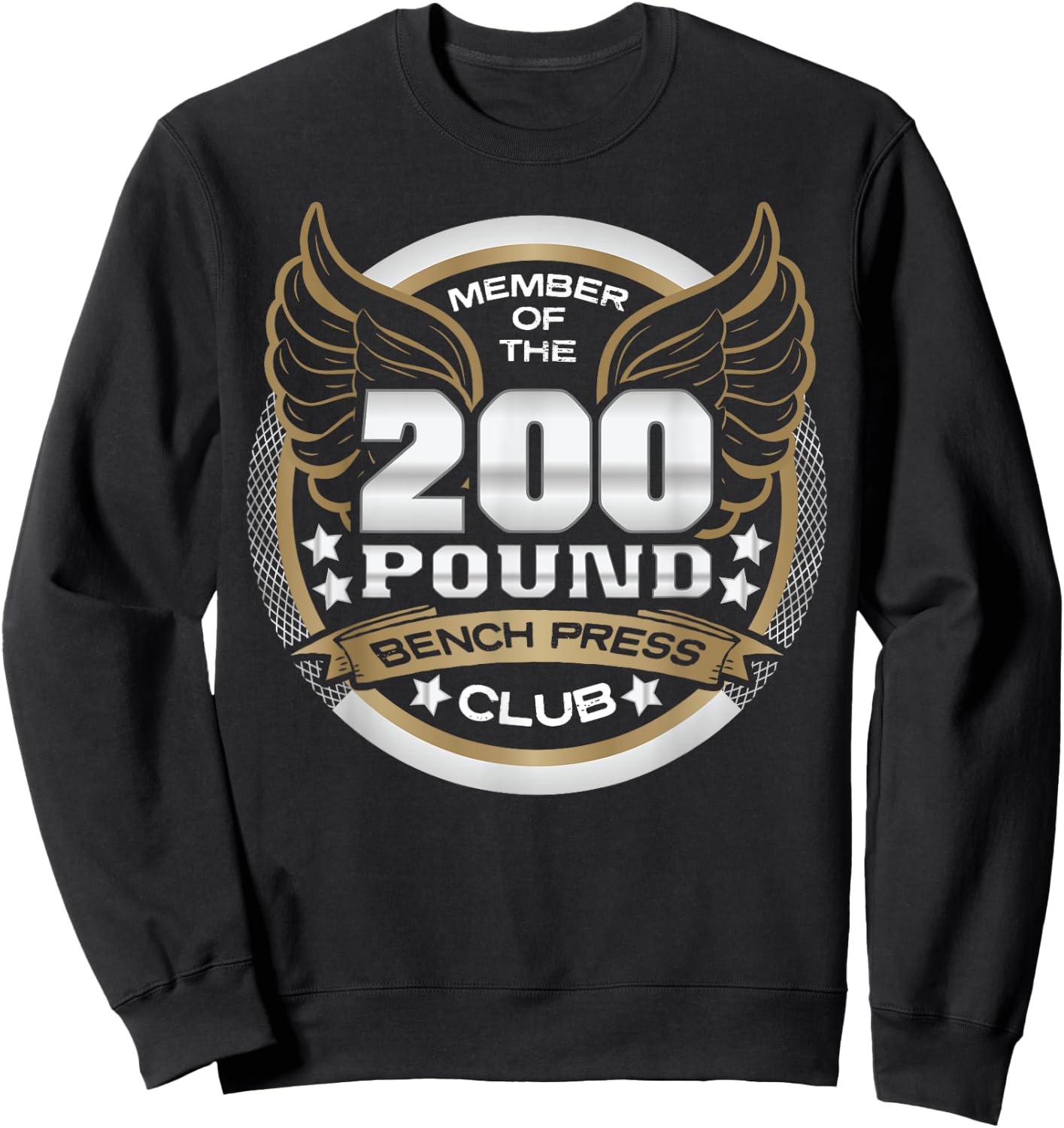 200 Pound Bench Press Club for Weightlifter Gym Sweatshirt - Sweatshirt | Black
