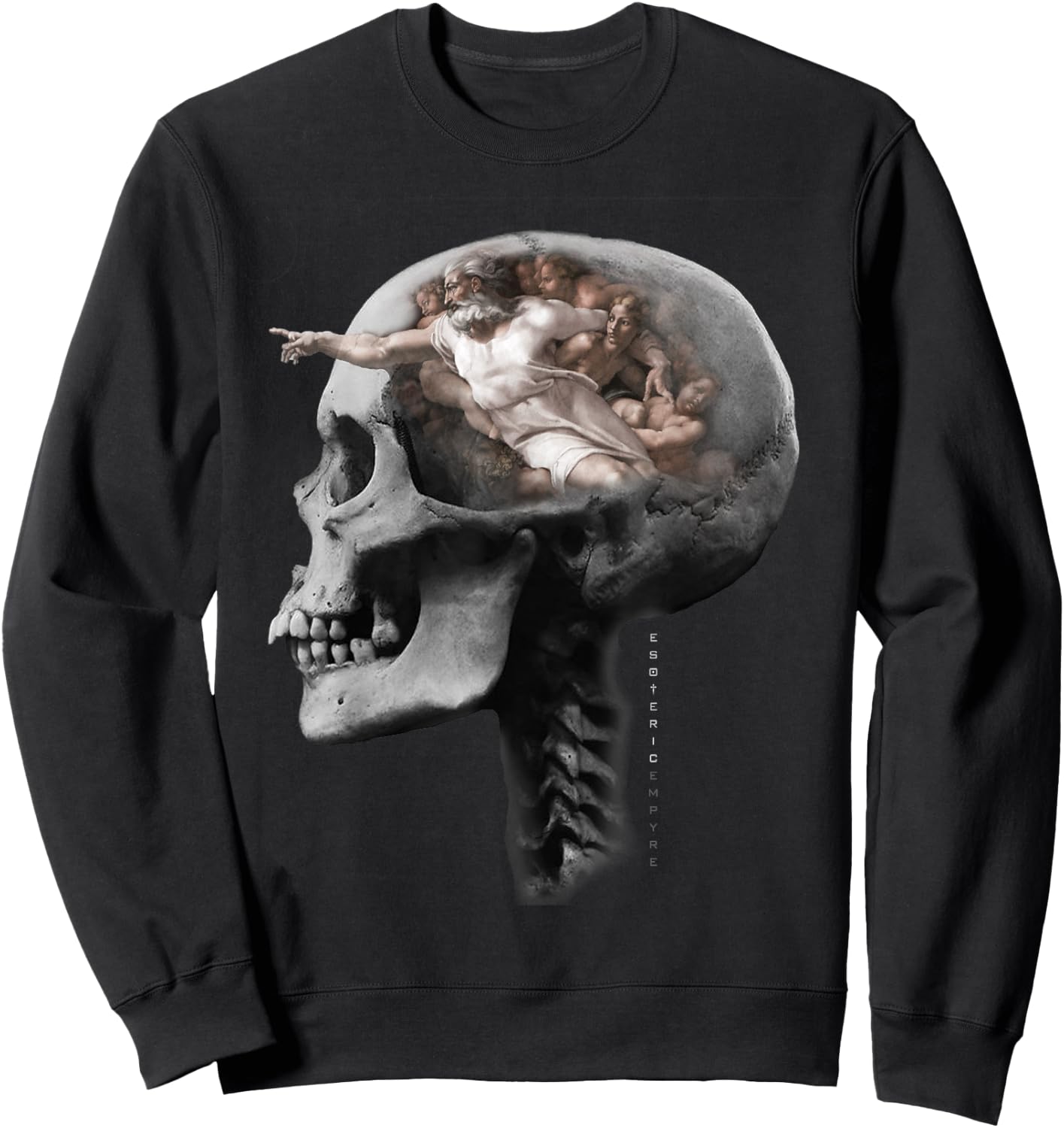 Creation of Adam Skull Michelangelo Sistine Chapel Sweatshirt - Sweatshirt | Black