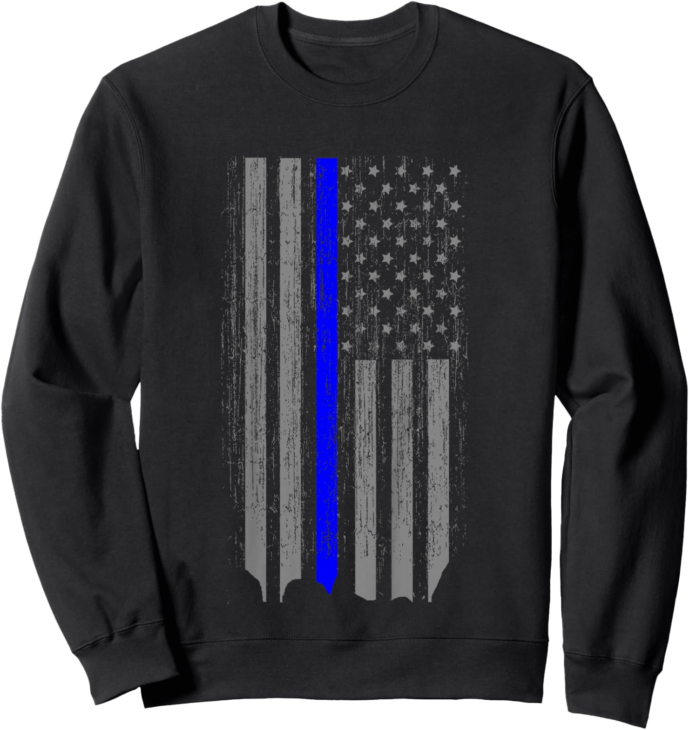 Kids Thin Blue Line Law Enforcement American Flag Shirt Youth Sweatshirt - Sweatshirt | Black