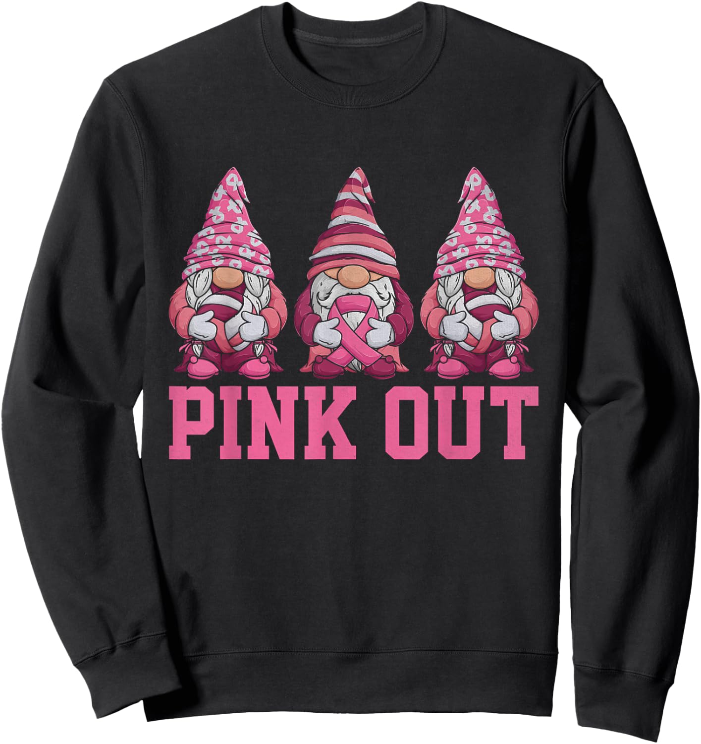Pink Out Volleyball Pink Ribbon Breast Cancer Awareness Sweatshirt - Sweatshirt | Black
