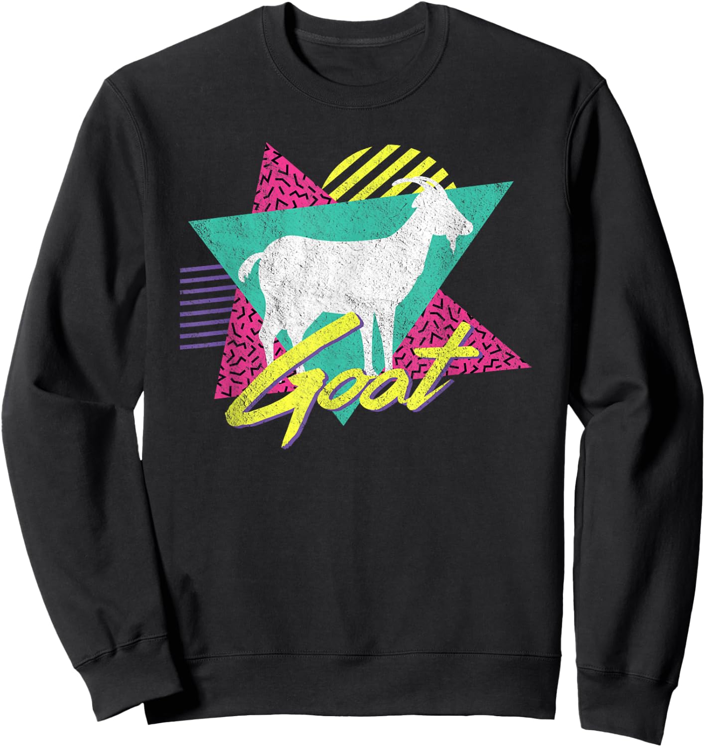 Vintage Retro 80s Or 90s Goat Sweatshirt - Sweatshirt | Black