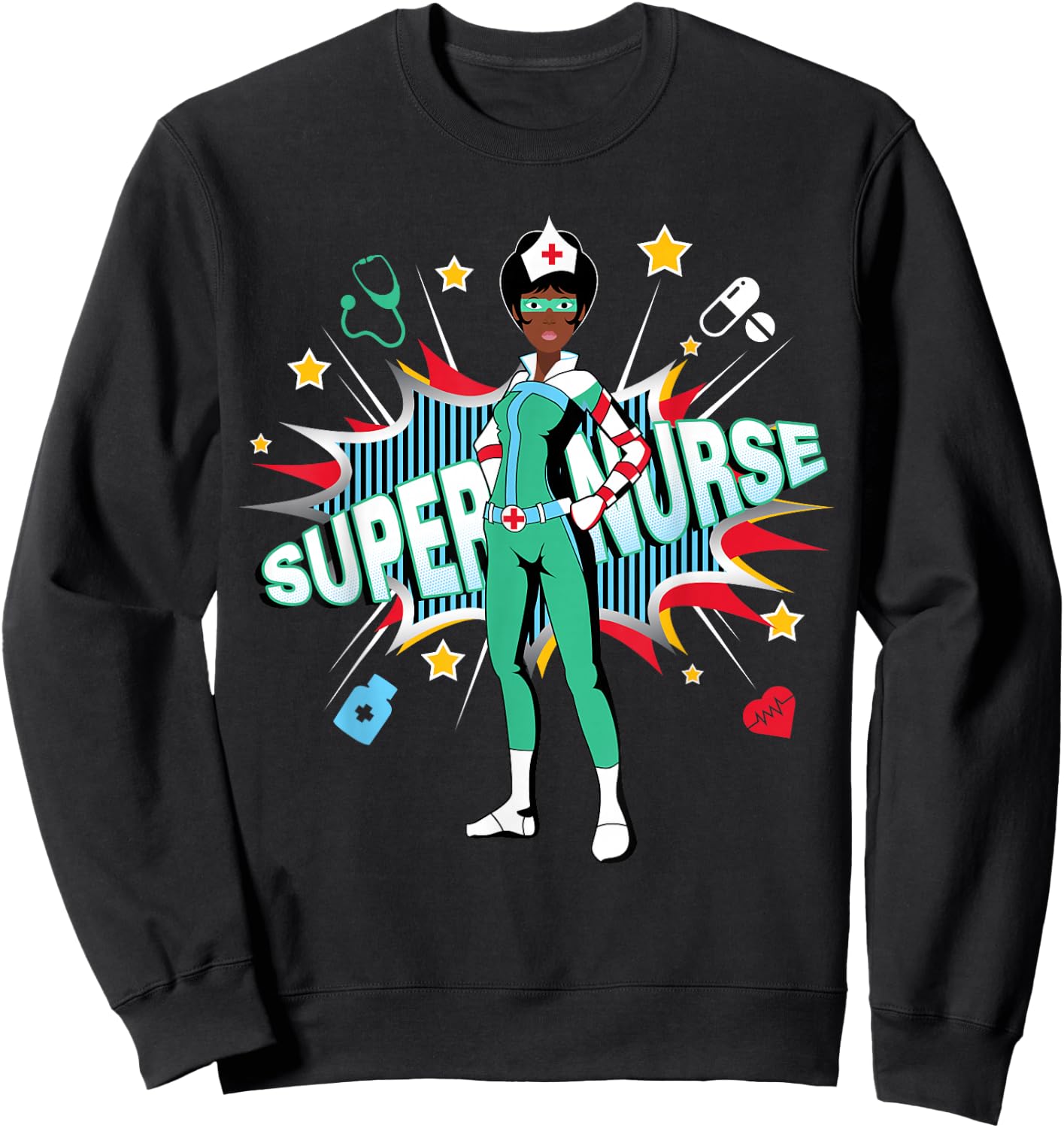 Black Nurses Rock Shirt | Super Hero Funny Black RN Nurse Sweatshirt - Sweatshirt | Black