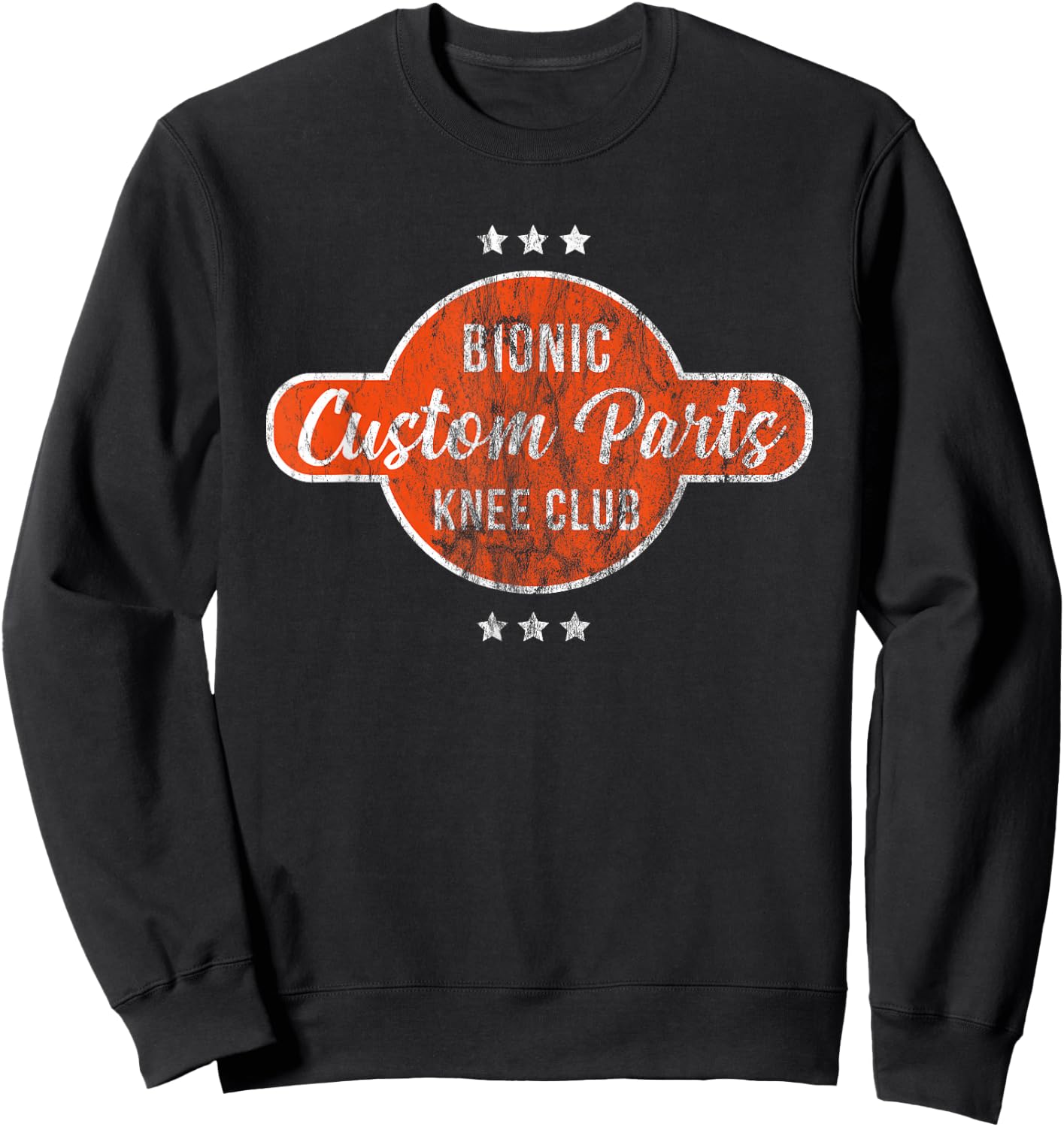 Bionic Knee Club Custom Parts Replacement Hospital Rehab Sweatshirt - Sweatshirt | Black