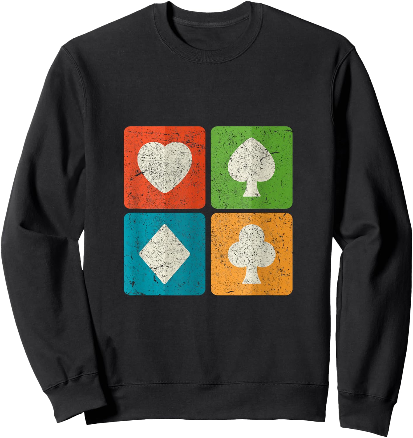 Vintage Playing Cards Symbols Suits Sweatshirt - Sweatshirt | Black
