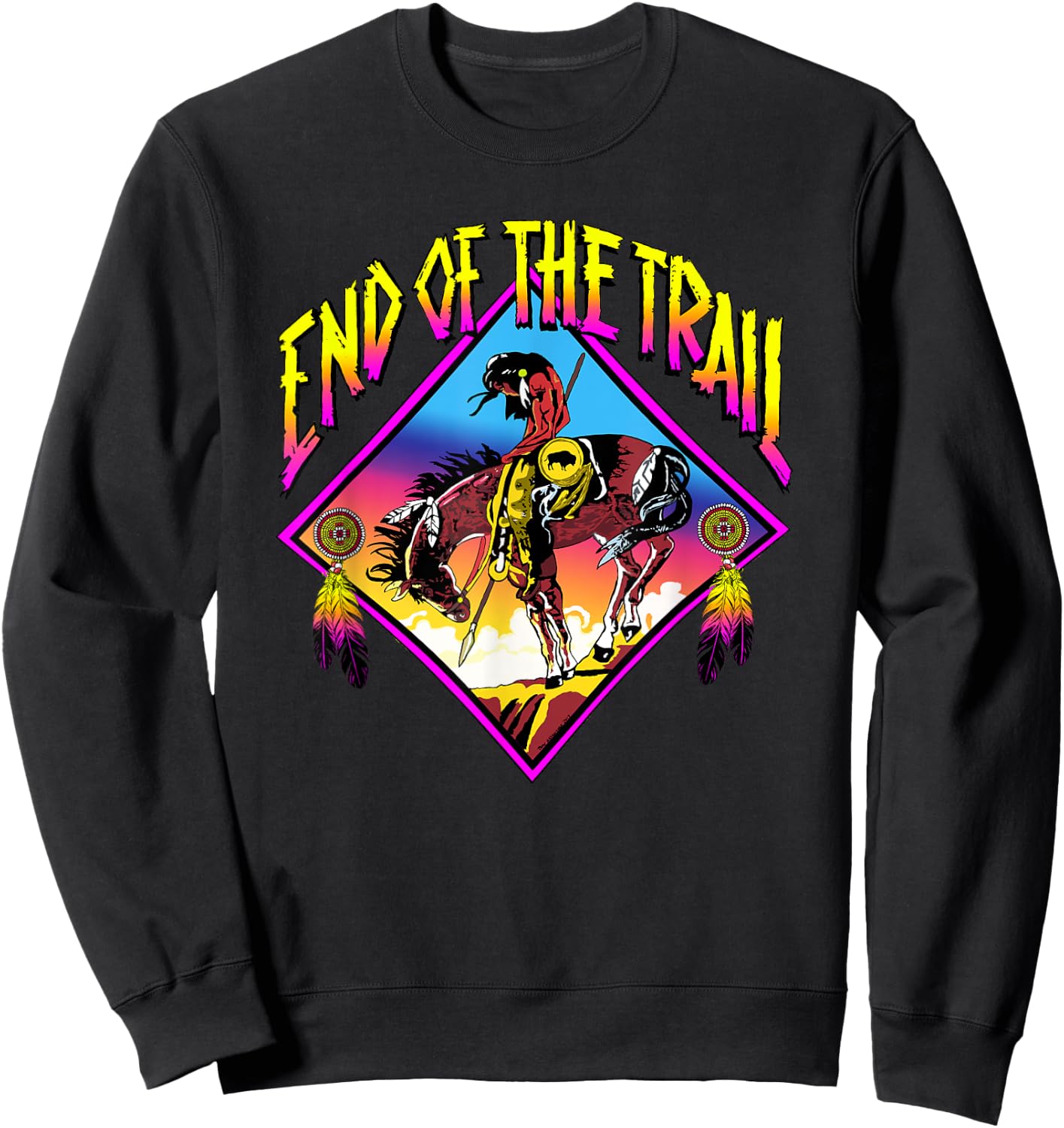 End Of The Trail Retro Native American Sweatshirt - Sweatshirt | Black