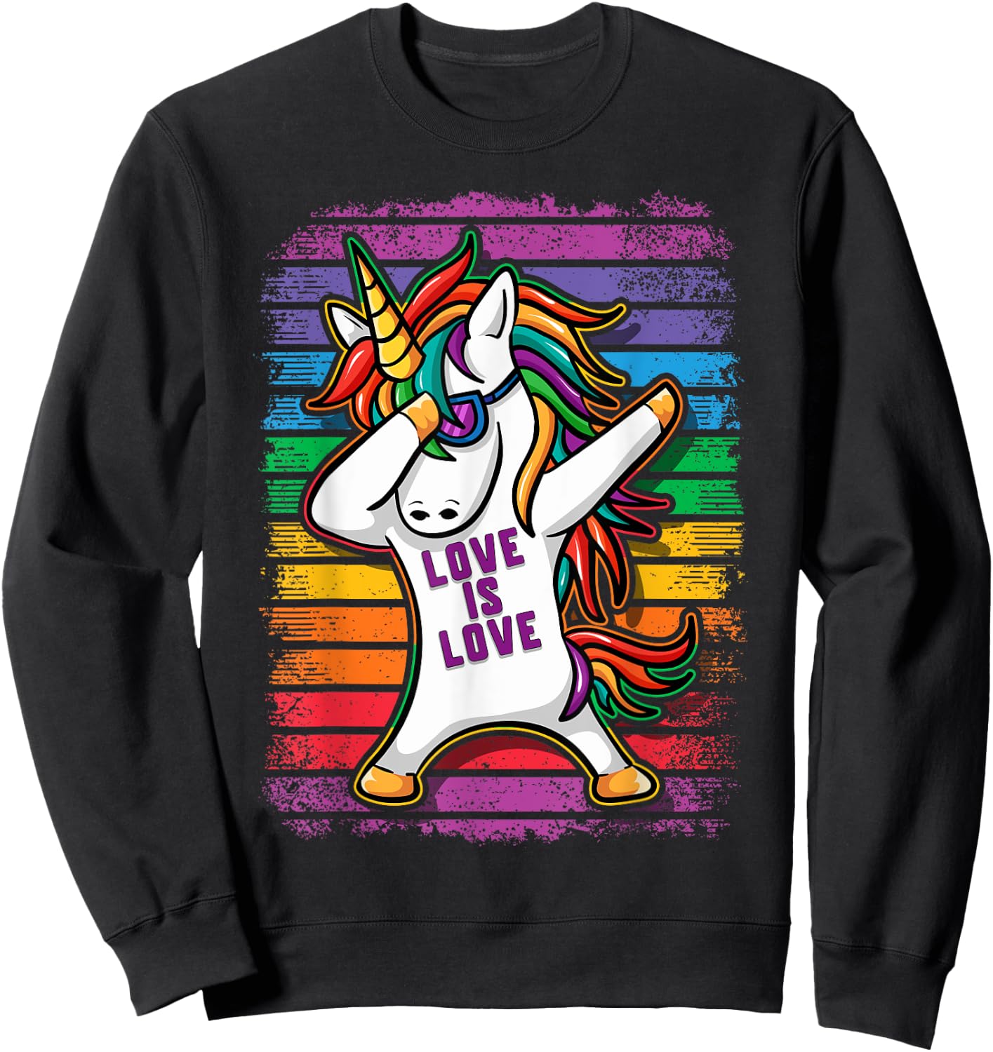 Gay Pride Dabbing Unicorn Love Is Love Sweatshirt - Sweatshirt | Black