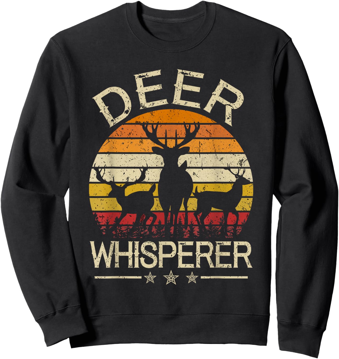 Retro "Deer Whisperer" Hunting | Deer Hunters Gift Sweatshirt - Sweatshirt | Black