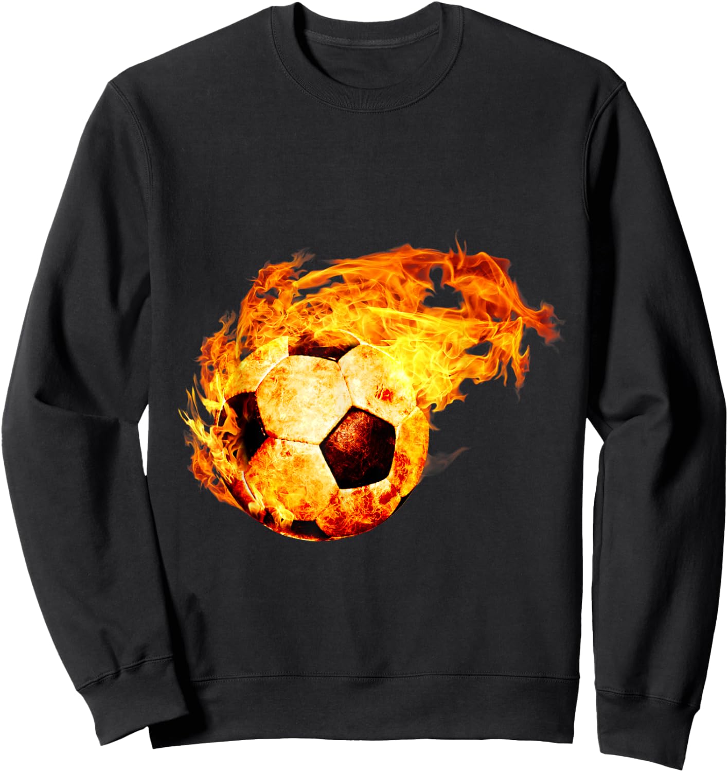 Soccer Football on fire for Adults/Men/Women/Kids Sweatshirt - Sweatshirt | Black