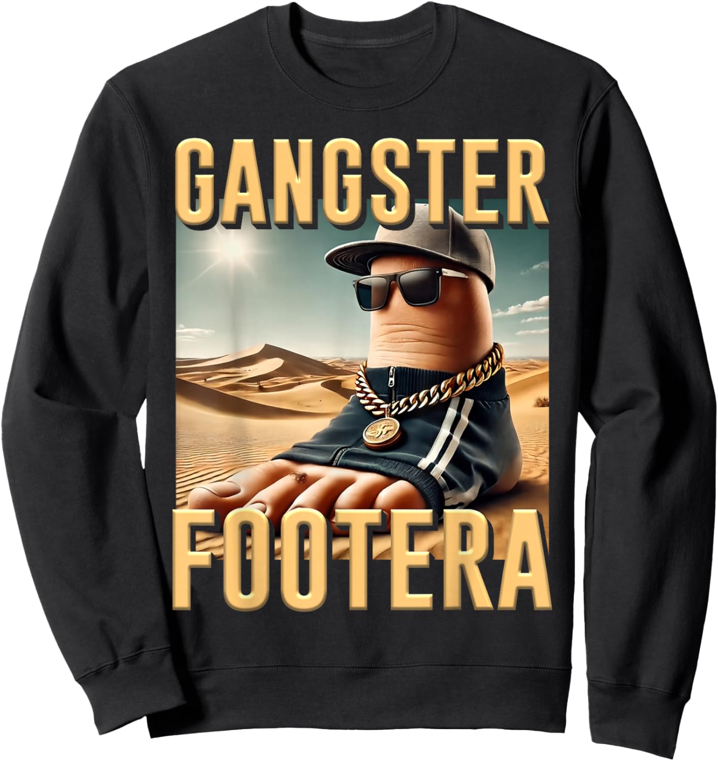 AI Meme Gangster Footera Brainrot Italian Joke Funny Sweatshirt - Sweatshirt | Black