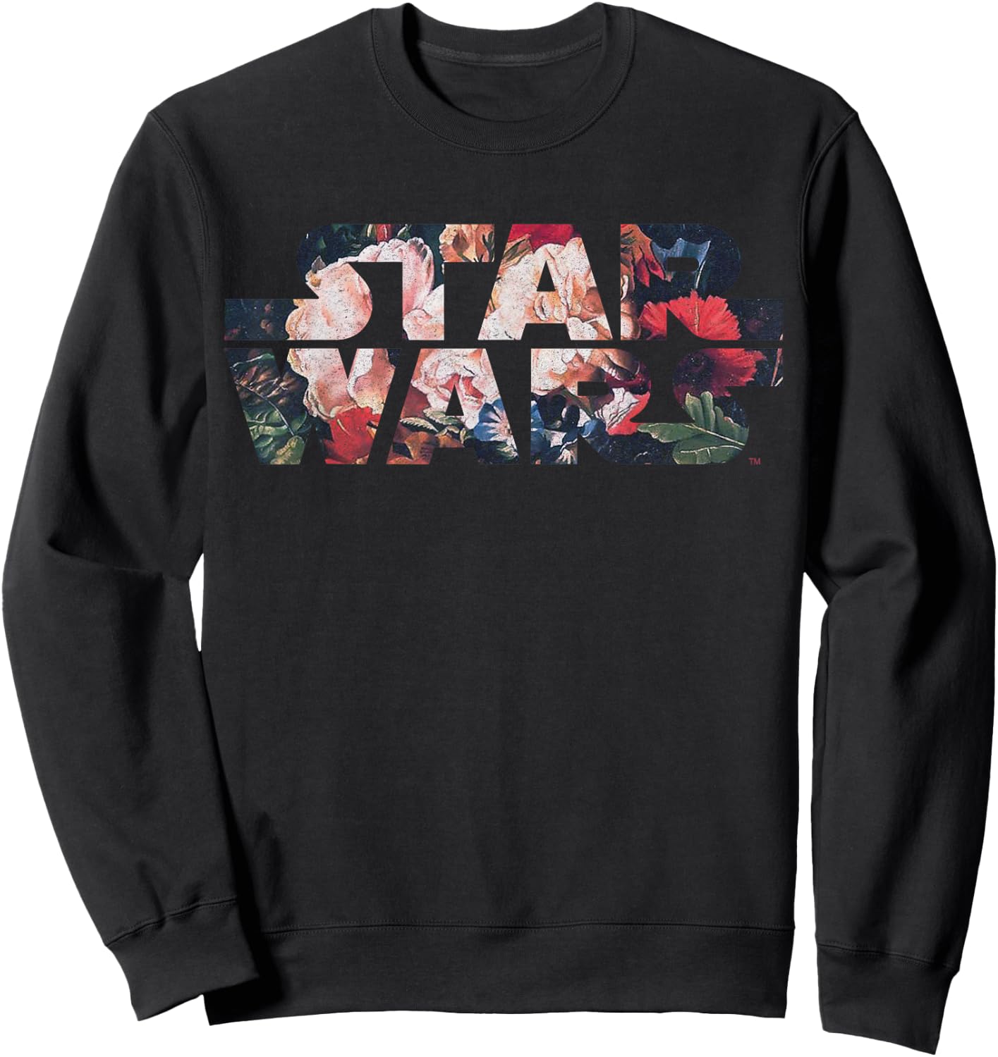 Star Wars Antique Flower Print Logo Graphic Sweatshirt - Sweatshirt | Black