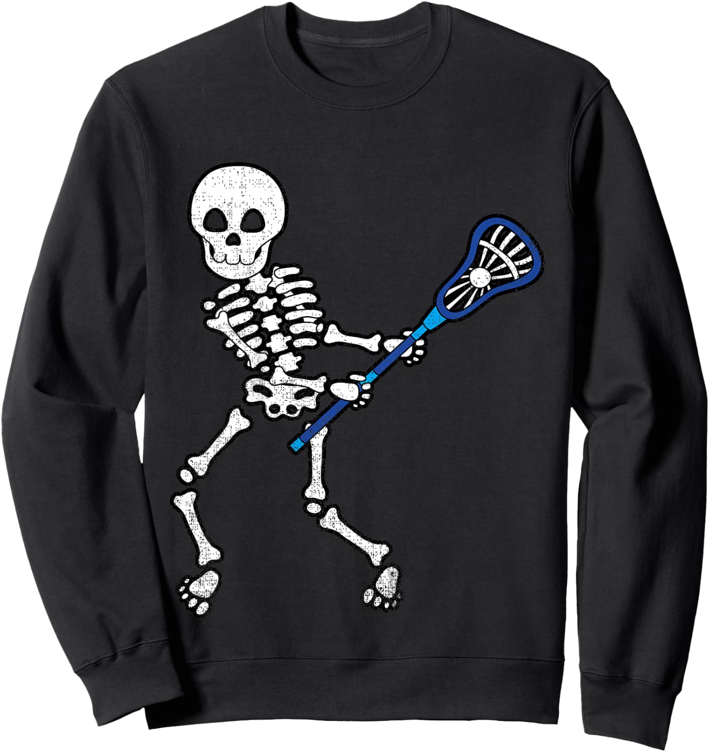 Kids Halloween Shirt Skeleton Lacrosse Sport Player Costume Sweatshirt - Sweatshirt | Black