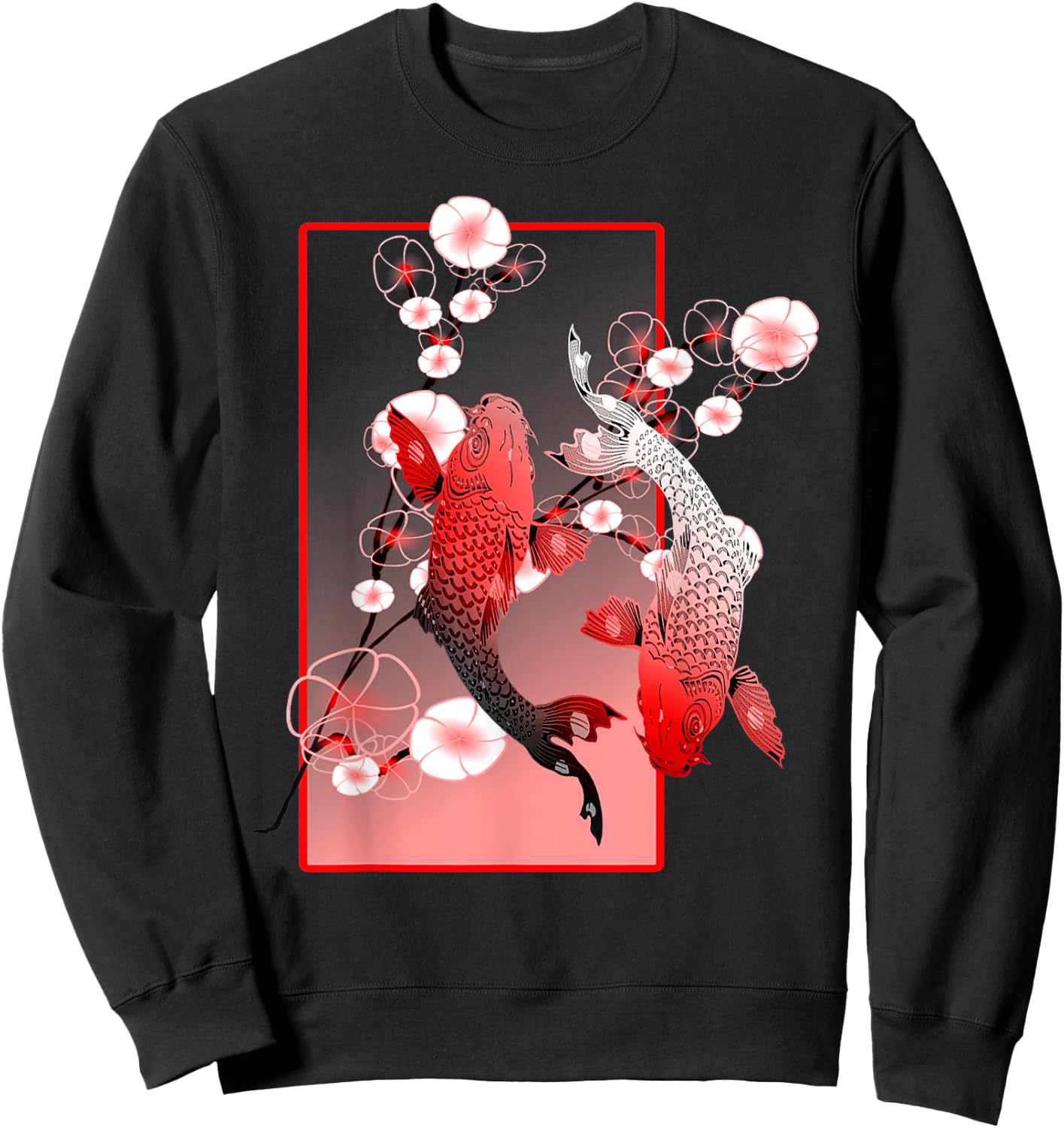 Japanese Koi Carp Nishikigoi Fish Cherry Blossom Sweatshirt - Sweatshirt | Black