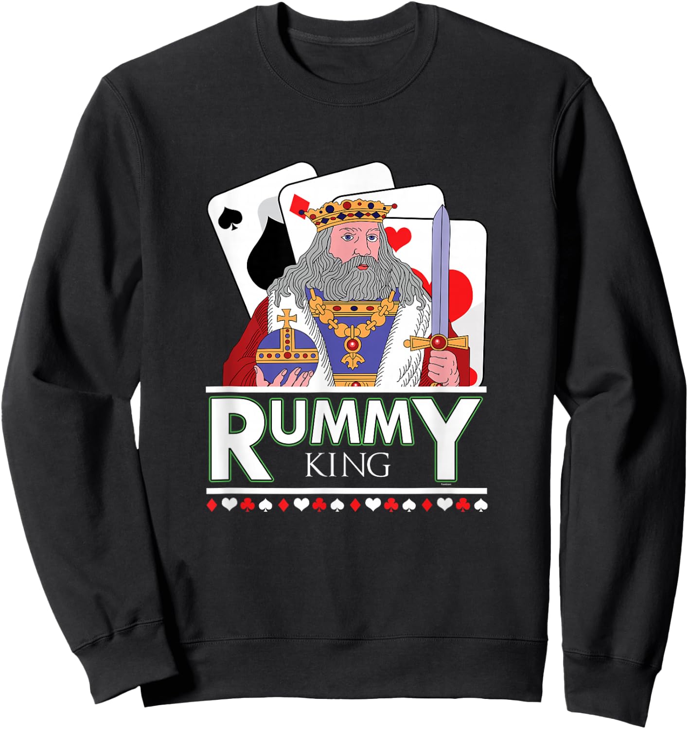 Gin Rummy King Card Game Playing Card Dice Poker Gift Sweatshirt - Sweatshirt | Black
