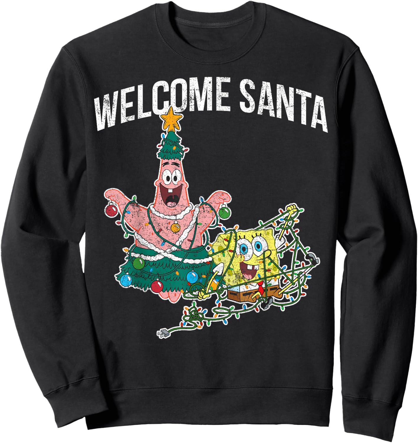 Spongebob Squarepants Patrick Star Welcome Santa Christmas Sweatshirt - Sweatshirt | Black