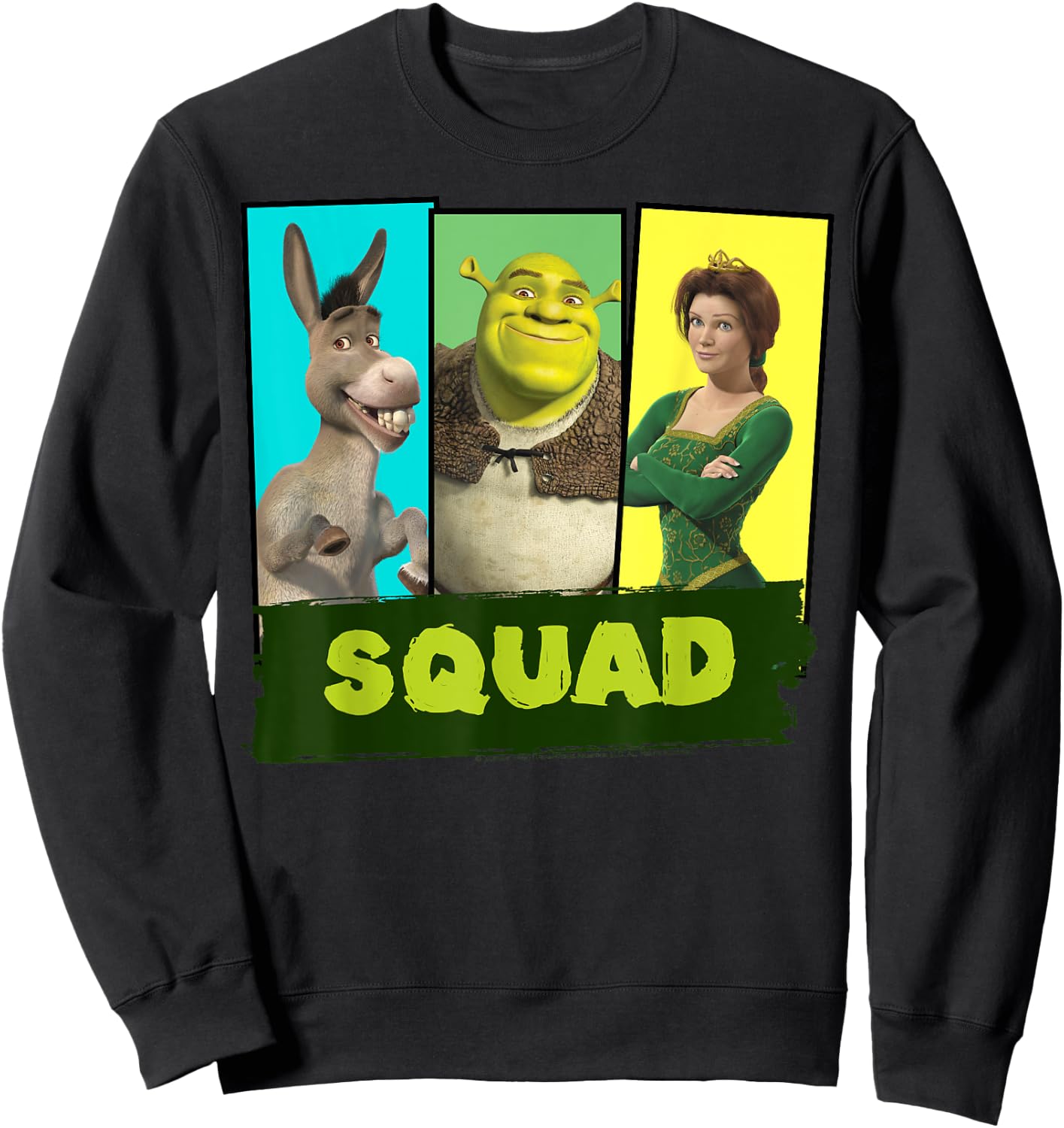 Shrek Squad Group Shot Panel Lineup Poster Sweatshirt - Sweatshirt | Black